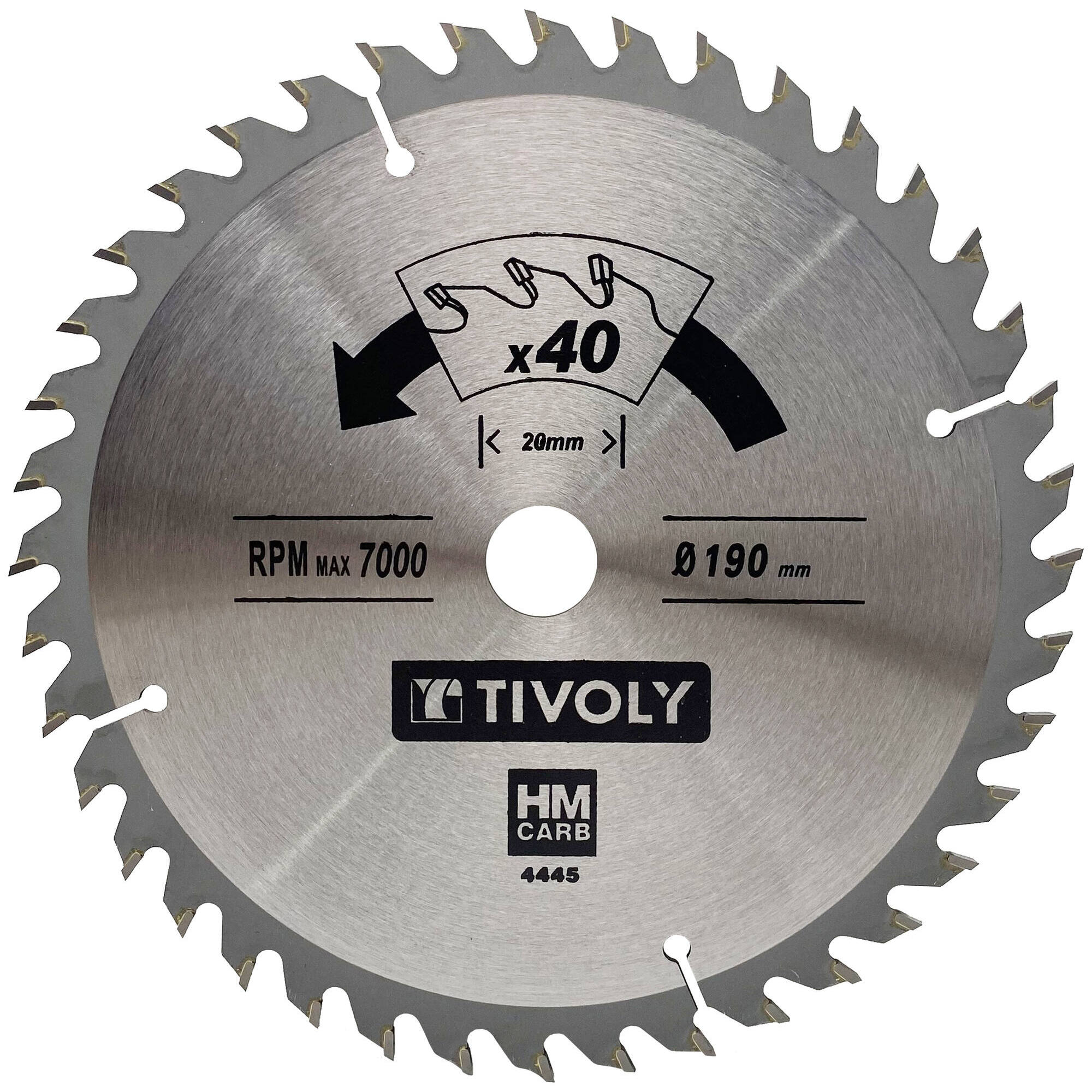 Ø: 190 x Ø2: 20 x Z: 40 / Hojas de sierra circular -Acabado -Para madera dura, estratificada y parqué -Uso en sierra portátil (Funda cartón)