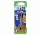 5 brocas para madera 3 puntas mango hexagonal shock serie Ø 3 a 8 mm