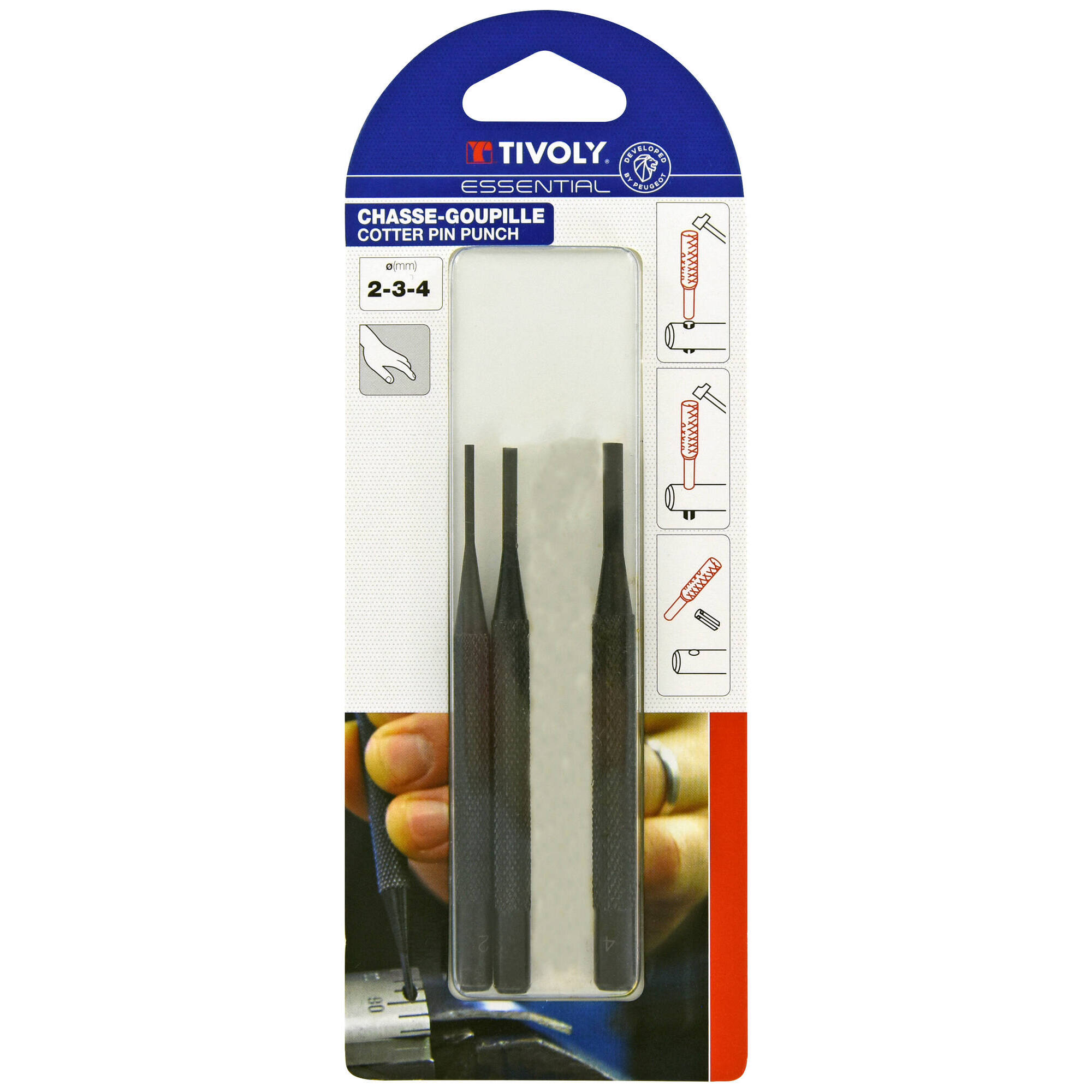 Botador de clavijas Ø5-6-8mm