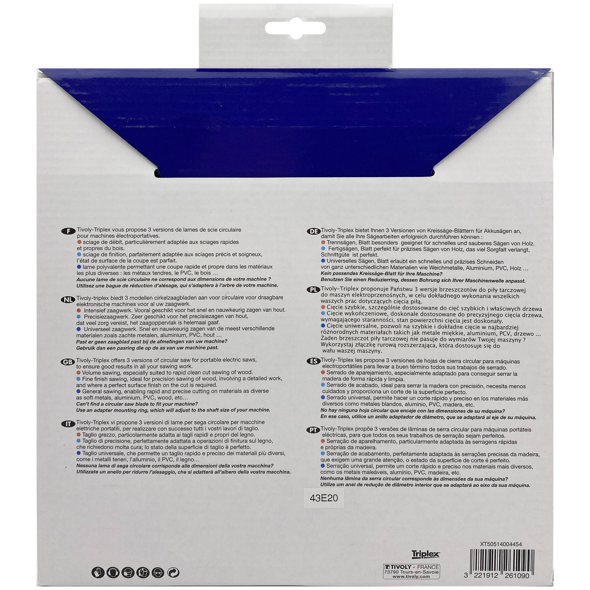 Ø: 255 x Ø2: 30 x Z: 60 / Hojas de sierra circular -Acabado -Para madera dura, estratificada y parqué -Uso en sierra portátil (Funda cartón)