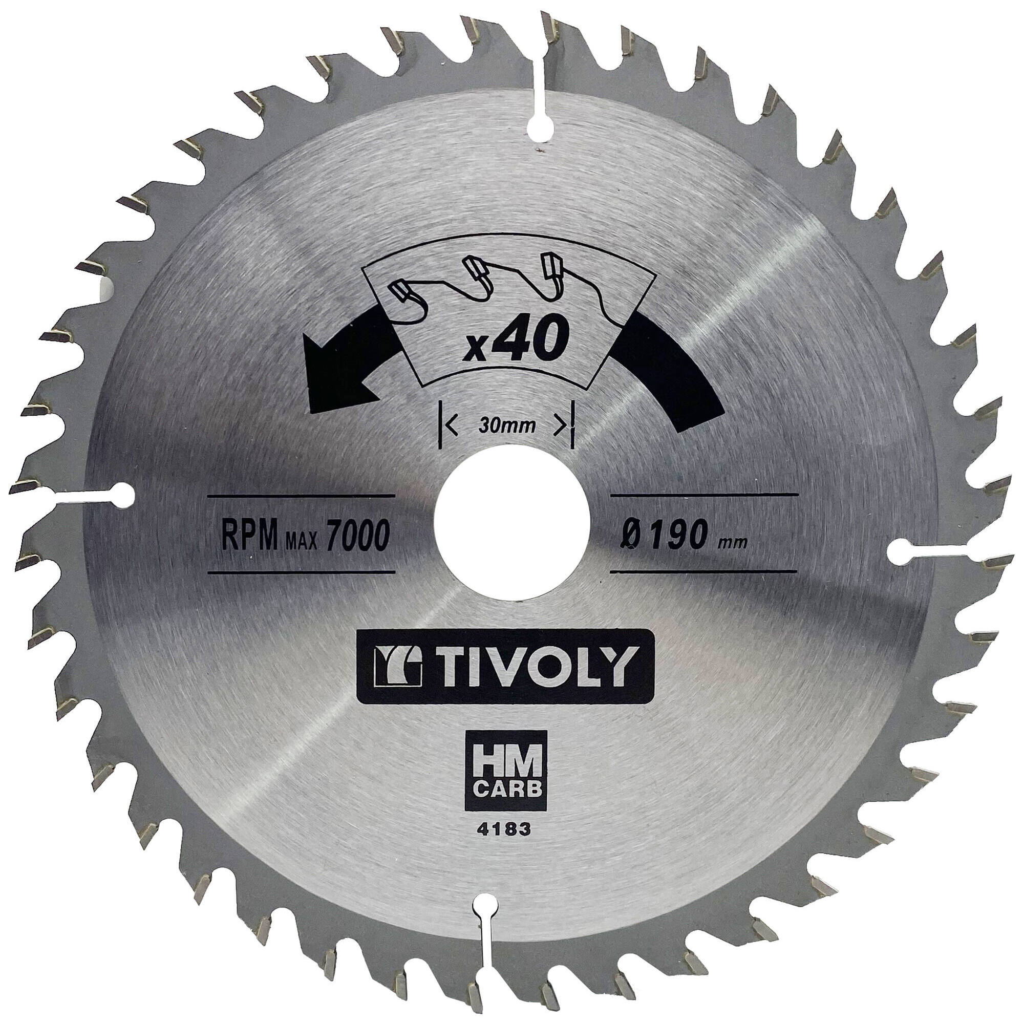 Ø: 190 x Ø2: 30 x Z: 40 / Hojas de sierra circular -Acabado -Para madera dura, estratificada y parqué -Uso en sierra portátil (Funda cartón)