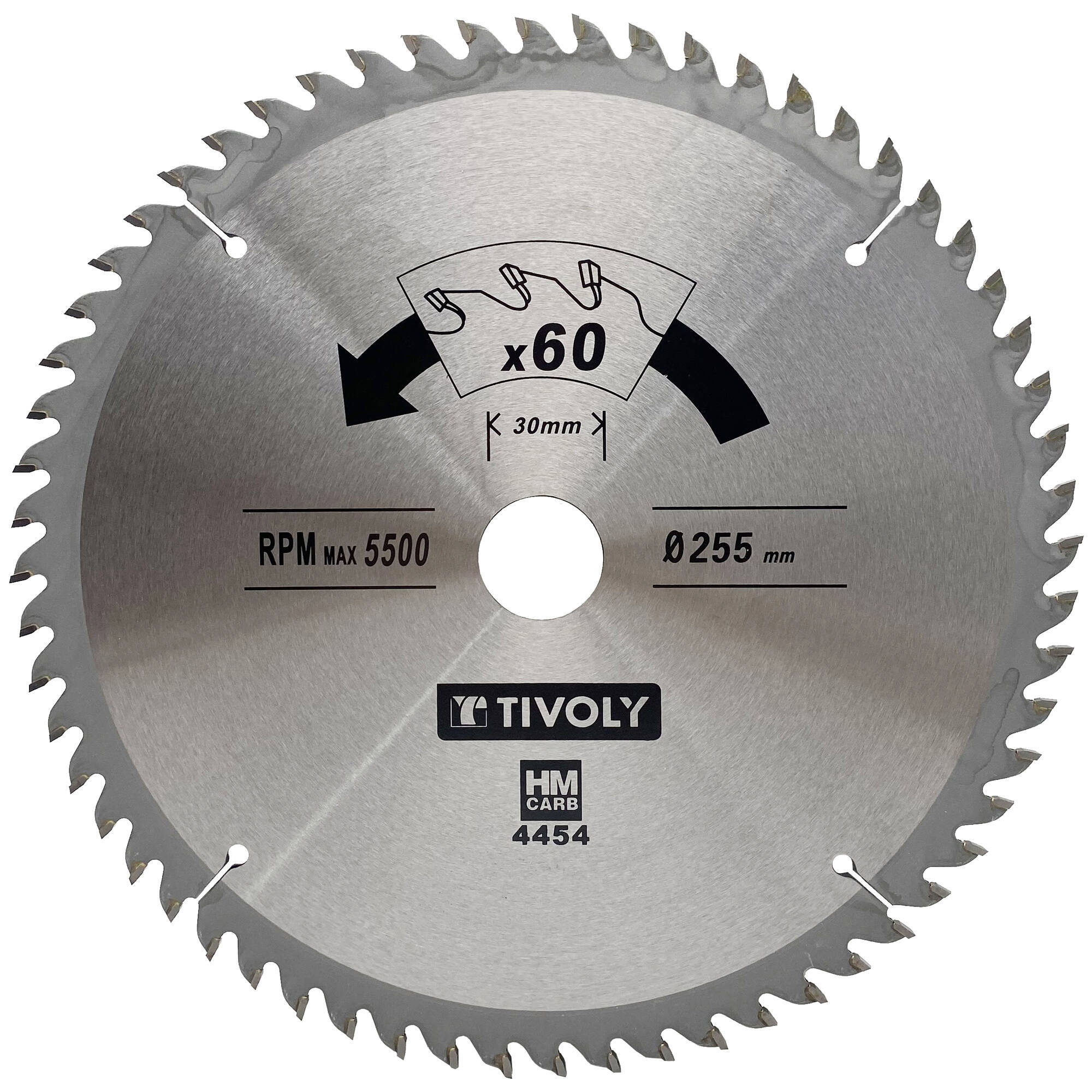 Ø: 255 x Ø2: 30 x Z: 60 / Hojas de sierra circular -Acabado -Para madera dura, estratificada y parqué -Uso en sierra portátil (Funda cartón)