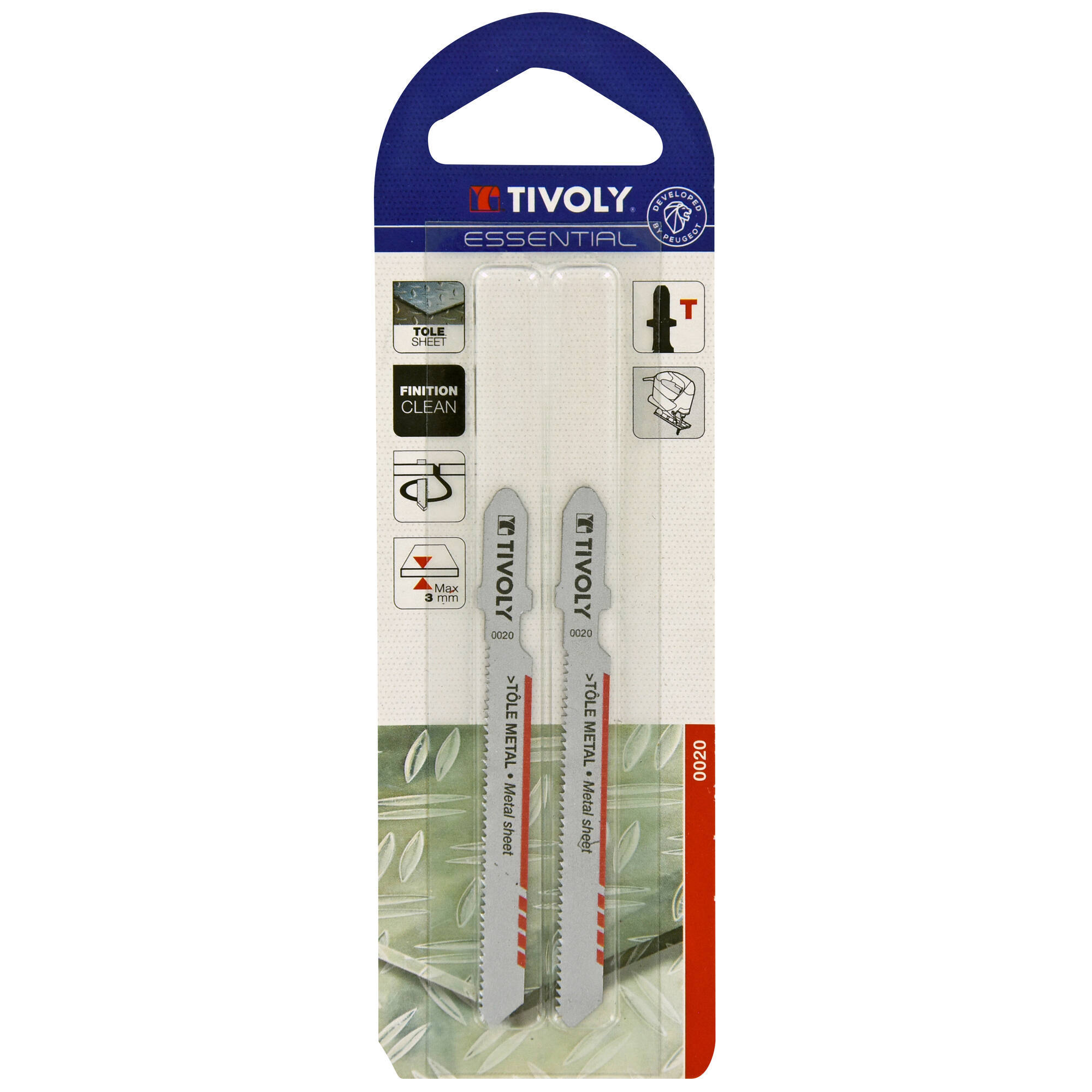 Hoja de sierra de calar -Para chapa metálica -Enganche en T (Blíster) / L: 75 / H: 50 / Corte curvo