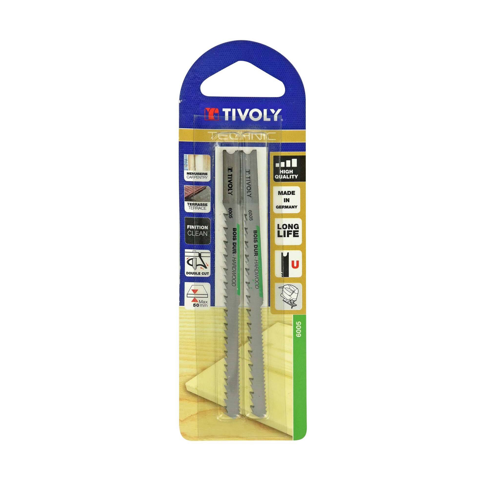 Hoja de sierra de calar -Dentado doble -Para madera dura maciza -Enganche en U (Blíster) / L: 100 / H: 75 / Corte curvo y recto