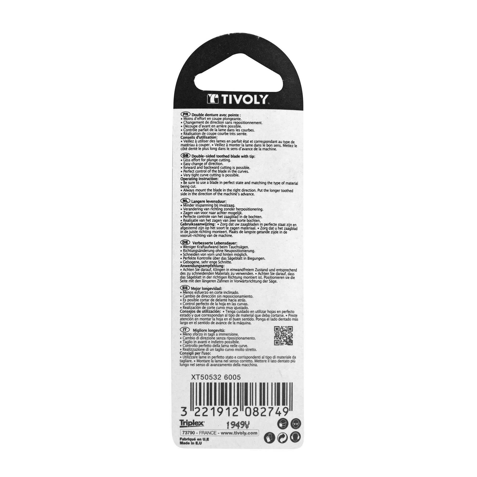 Hoja de sierra de calar -Dentado doble -Para madera dura maciza -Enganche en U (Blíster) / L: 100 / H: 75 / Corte curvo y recto