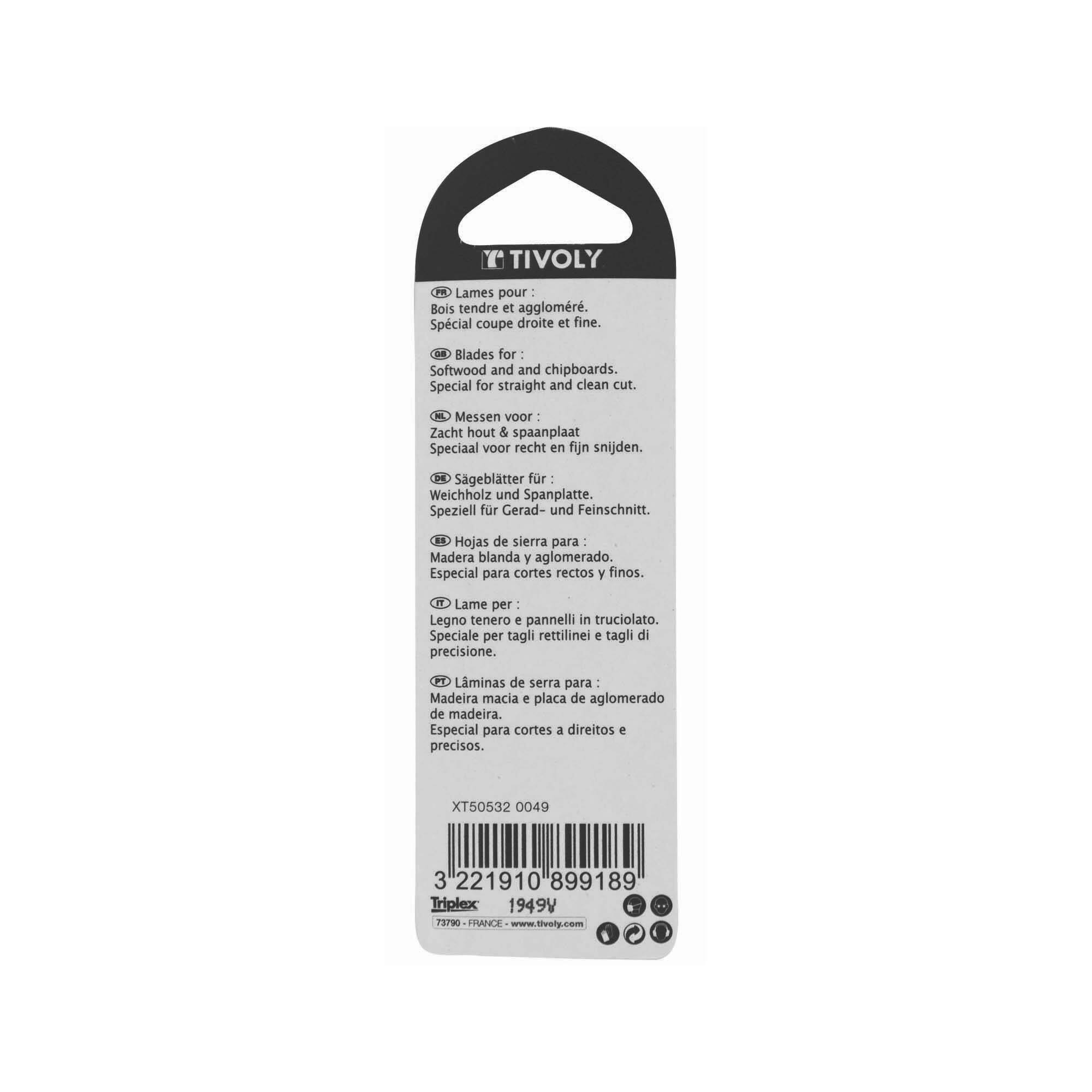 Hoja de sierra de calar -Para madera blanda y aglomerado -Enganche en U (Blíster) / L: 100 / H: 75 /Corte recto