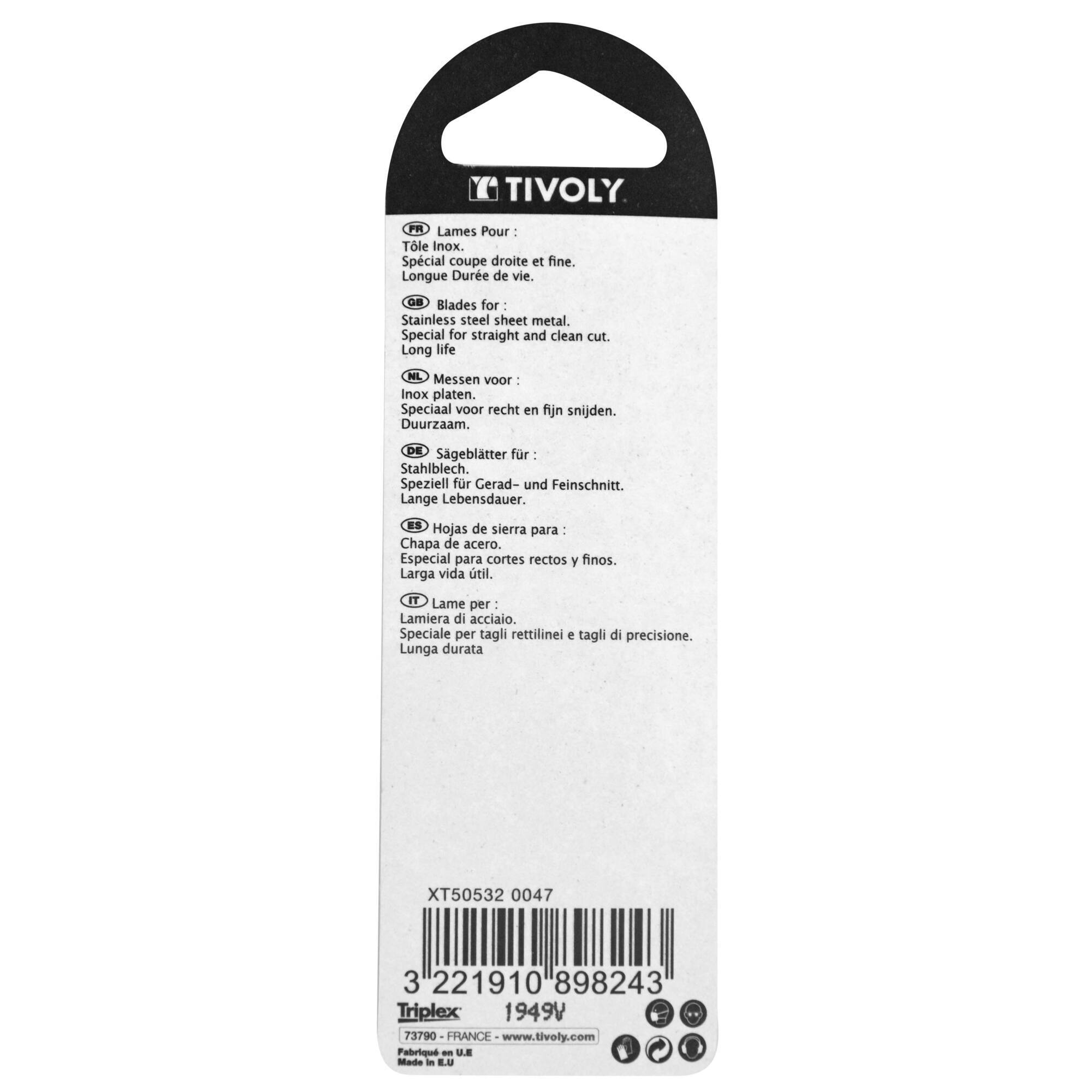 Hoja de sierra de calar -Para acero inoxidable -Enganche en U (Blíster) / L: 75 / H: 50 / Corte recto