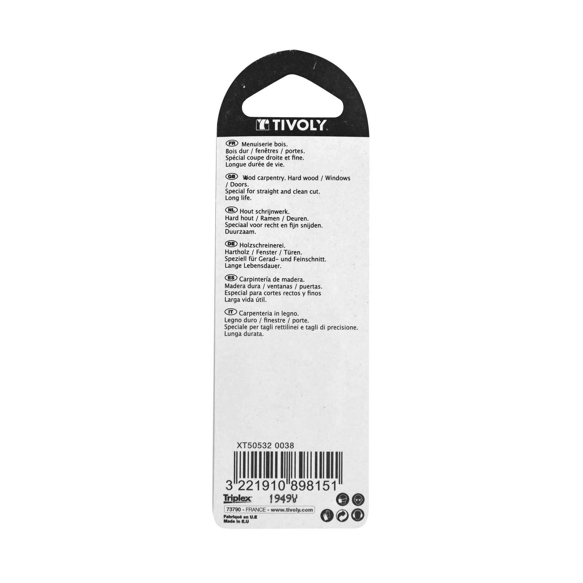 Hoja de sierra de calar -Para carpintería de madera -Enganche en U (Blíster) / L: 100 / H: 75 / Corte recto