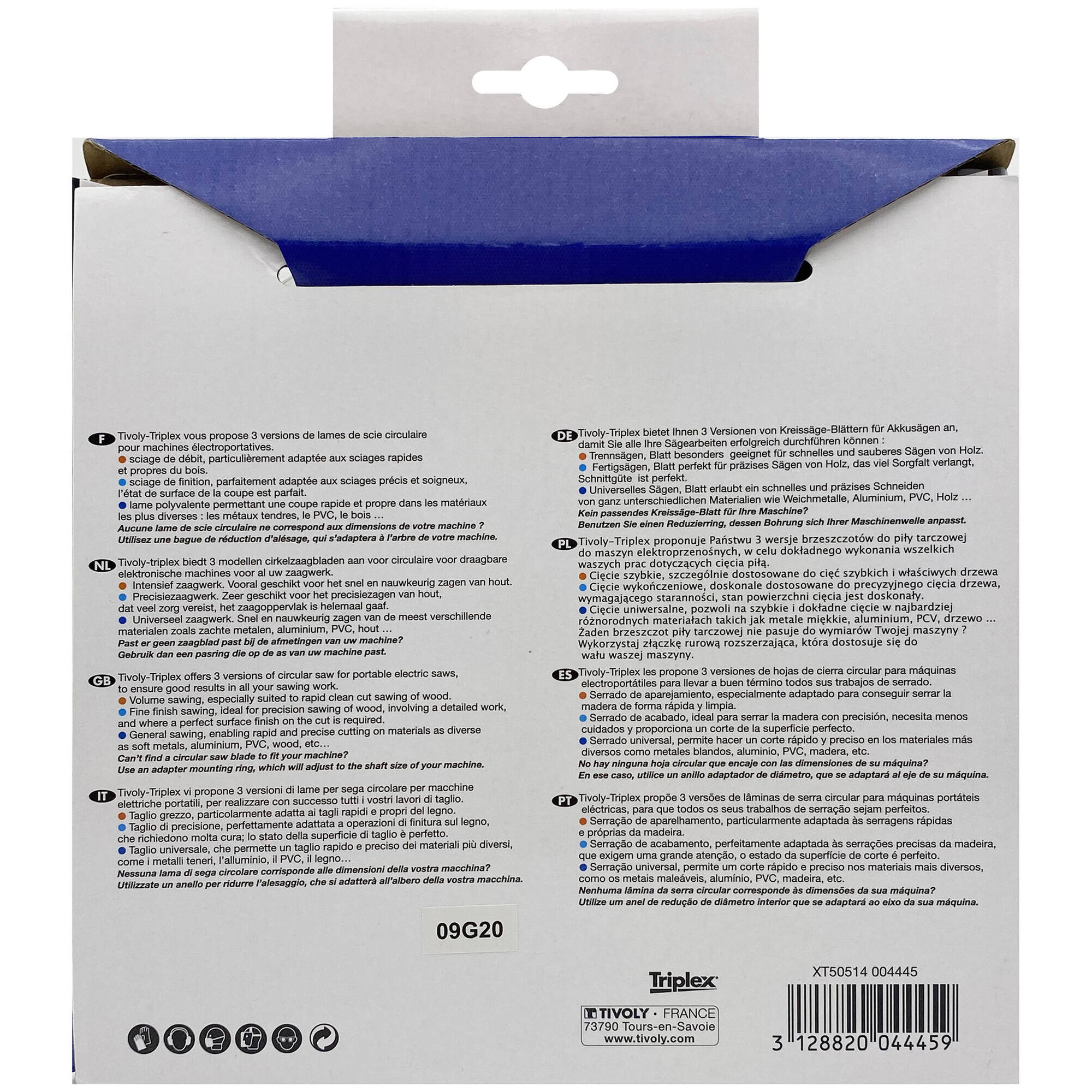 Ø: 190 x Ø2: 20 x Z: 40 / Hojas de sierra circular -Acabado -Para madera dura, estratificada y parqué -Uso en sierra portátil (Funda cartón)