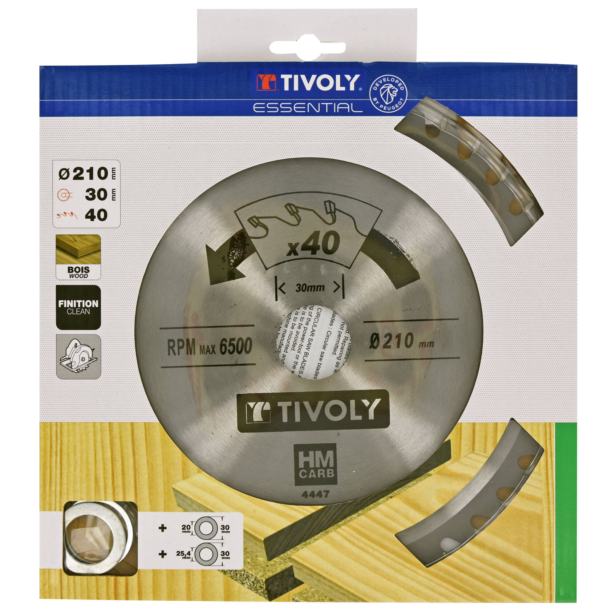 Ø: 210 x Ø2: 30 x Z: 40 / Hojas de sierra circular -Acabado -Para madera dura, estratificada y parqué -Uso en sierra portátil (Funda cartón)