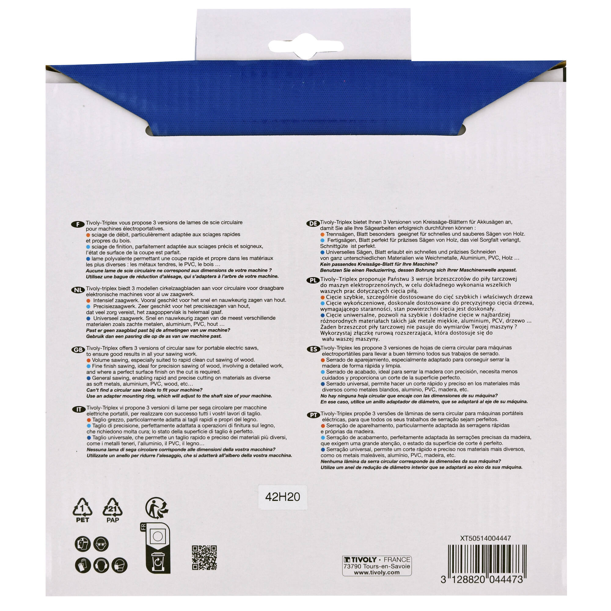 Ø: 210 x Ø2: 30 x Z: 40 / Hojas de sierra circular -Acabado -Para madera dura, estratificada y parqué -Uso en sierra portátil (Funda cartón)