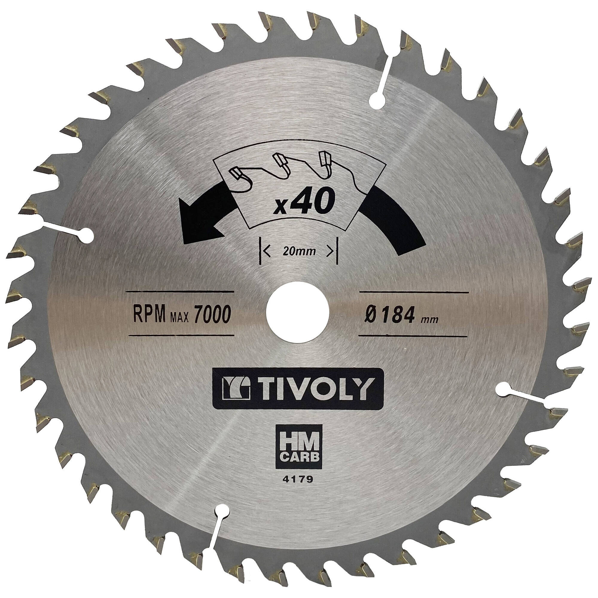 Ø: 184 x Ø2: 20 x Z: 40 / Hojas de sierra circular -Acabado -Para madera dura, estratificada y parqué -Uso en sierra portátil (Funda cartón)