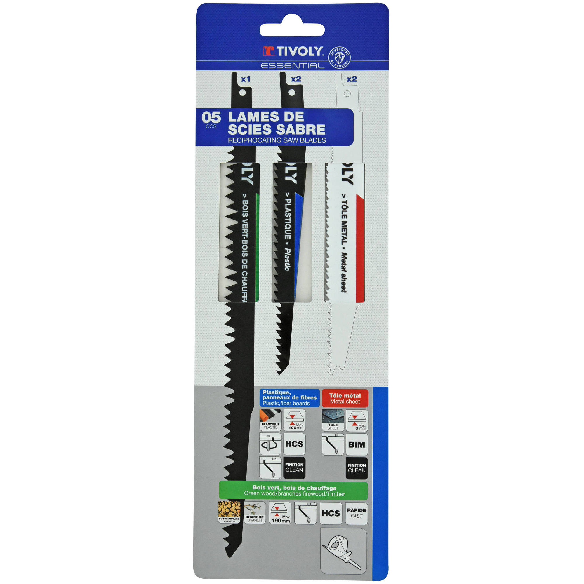 5 hojas de sierra sable para metal, plástico y poda