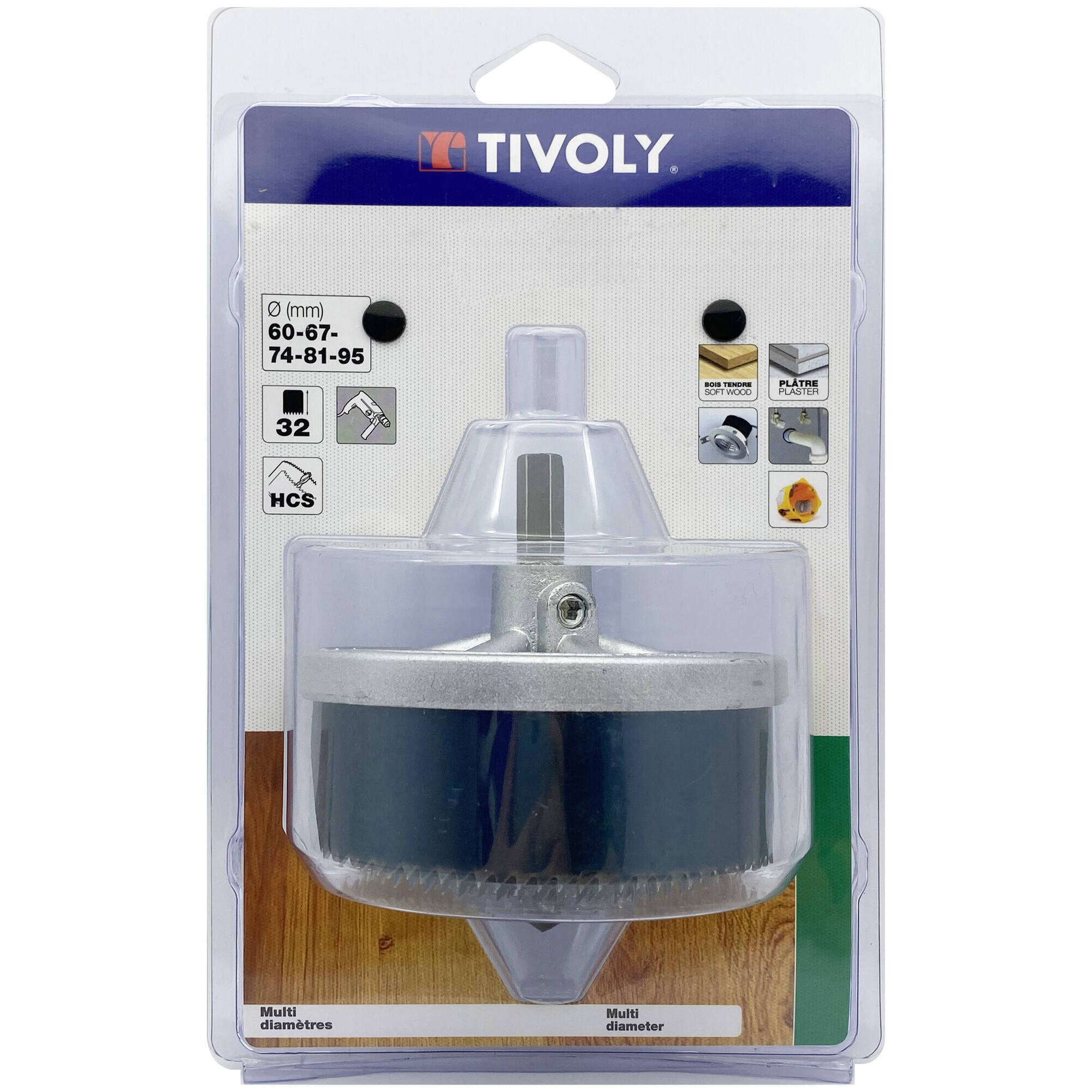 Ø: 60-67-74-81-95 / Sierra de corona HCS multihojas (Estuche blíster) / H: 32