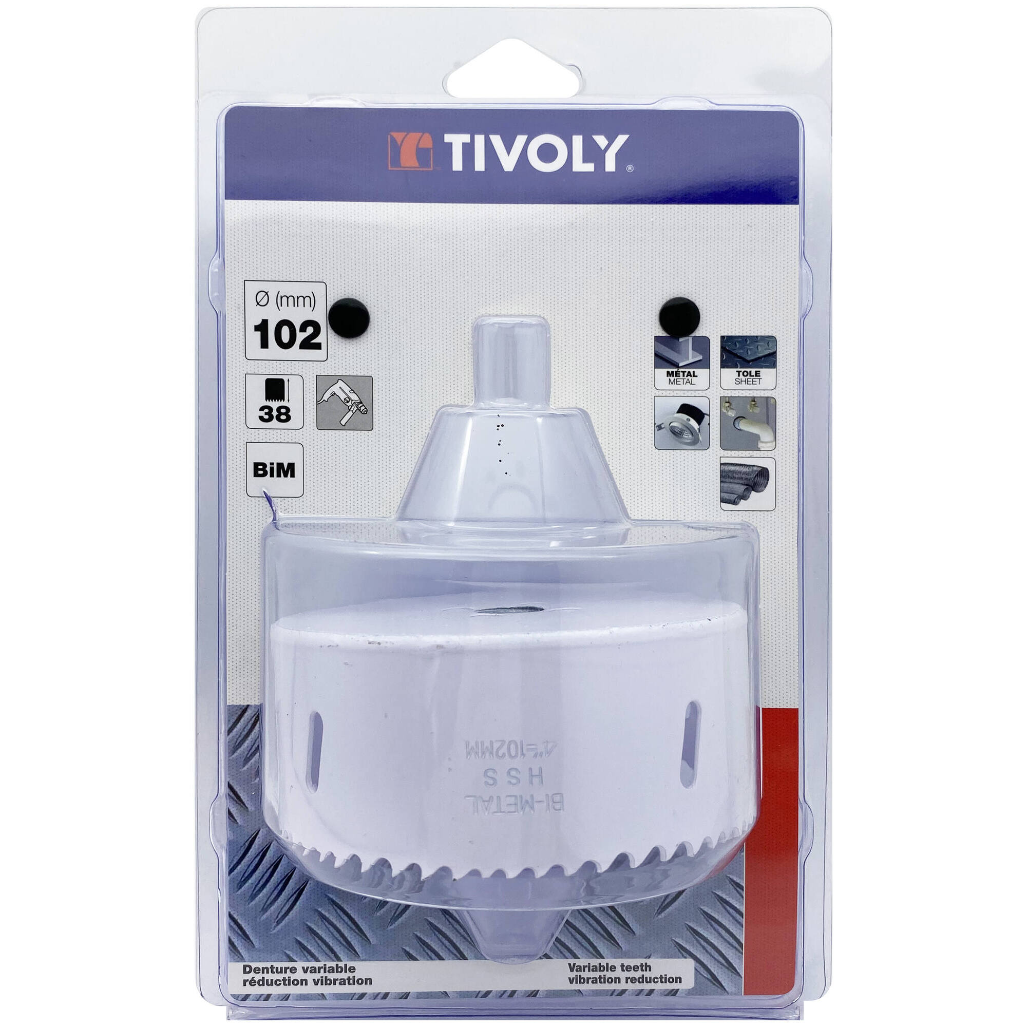 Ø: 102 / Sierra de corona bimetal HSS (Estuche blíster) / H: 38