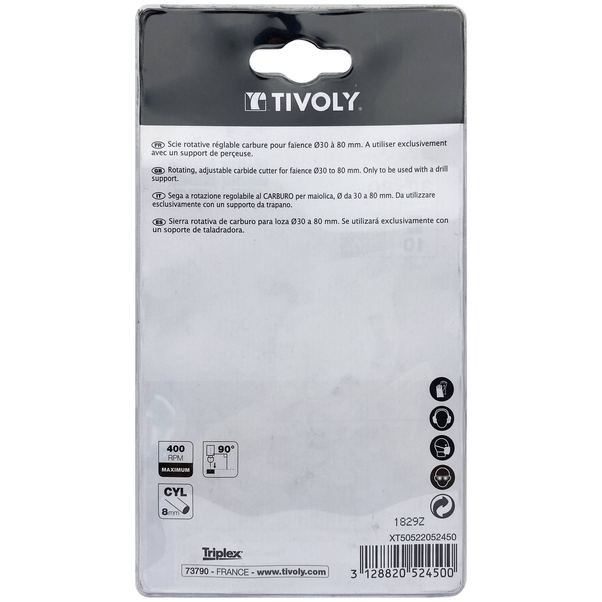 Sierra giratoria de carburo ajustable Ø 30 a 80 mm