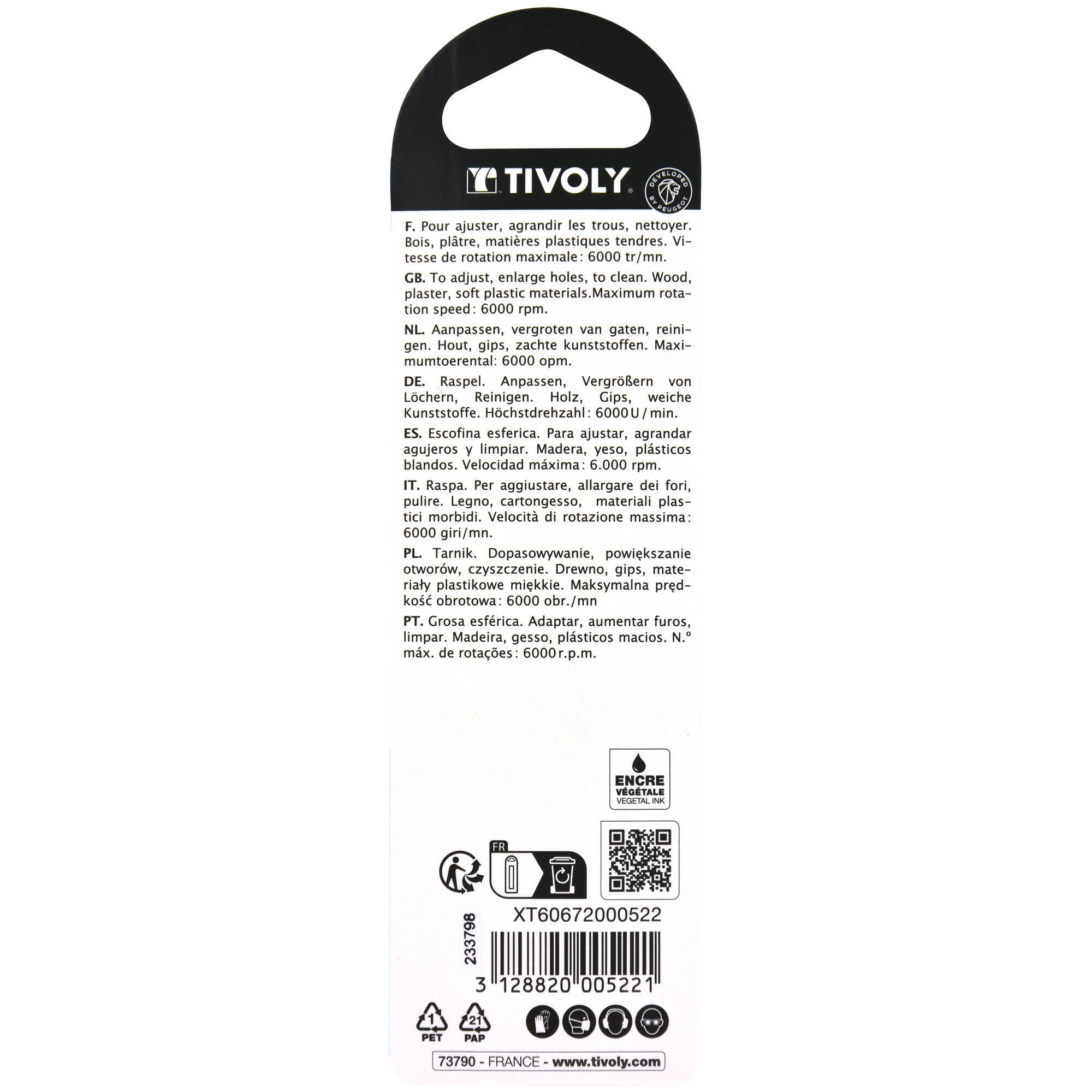 Escofina con mango cónica Ø15 mm