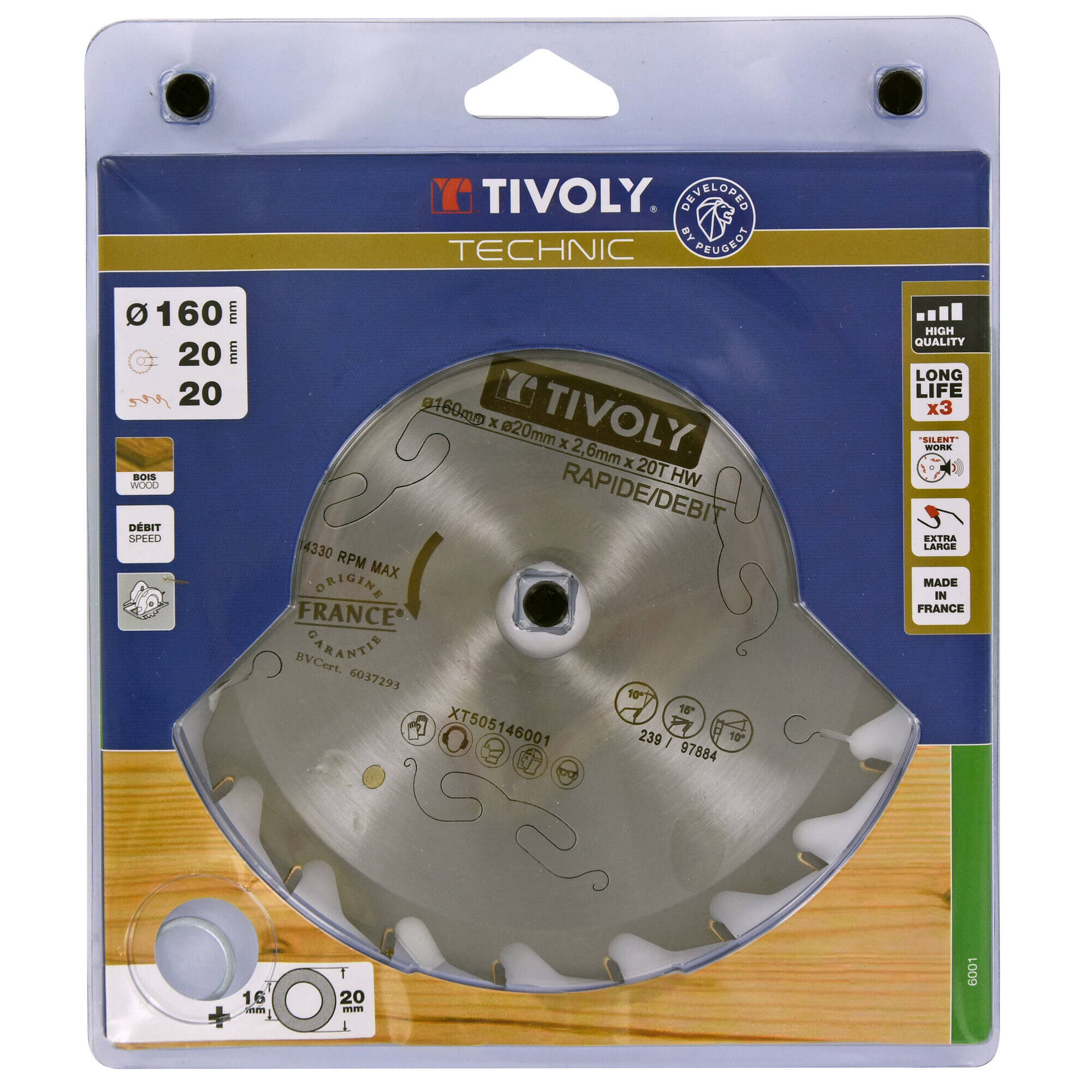 Ø: 160 x Ø2: 20 x Z: 20 / Hoja de sierra circular -Despiece -Para madera -Uso en sierra portátil (Estuche blíster)