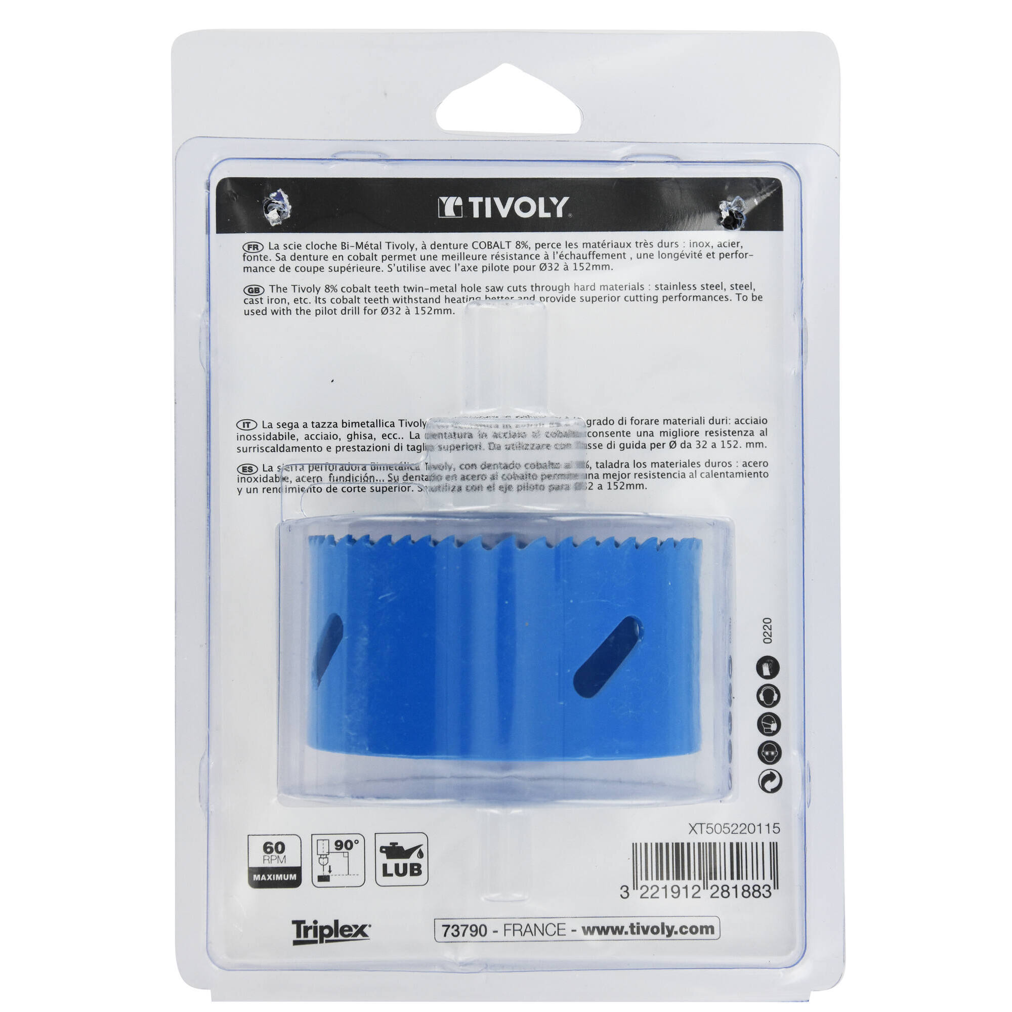 Ø: 83 / Sierra de corona bimetal COBALTO 8 % (Estuche blíster) / H: 38