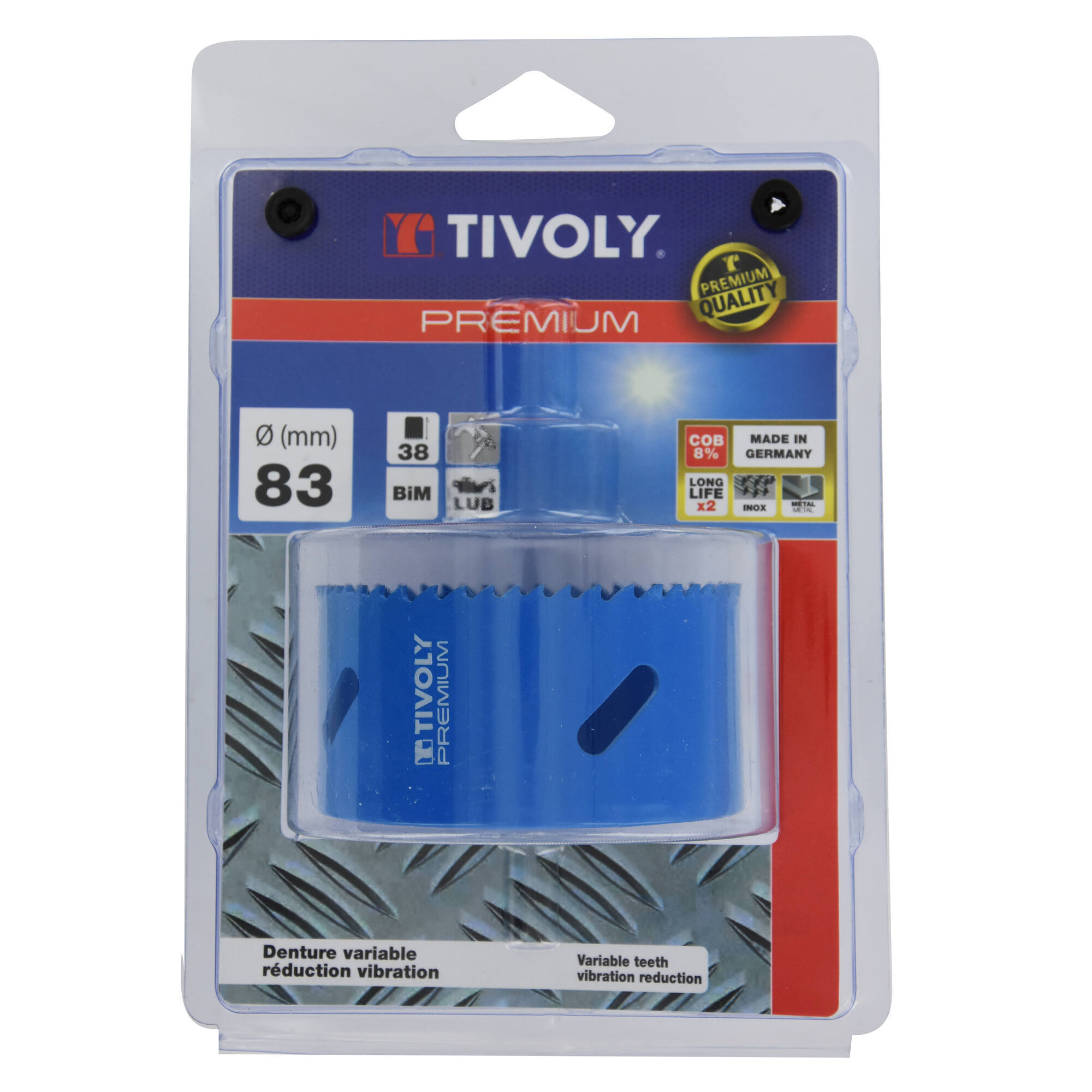 Ø: 83 / Sierra de corona bimetal COBALTO 8 % (Estuche blíster) / H: 38