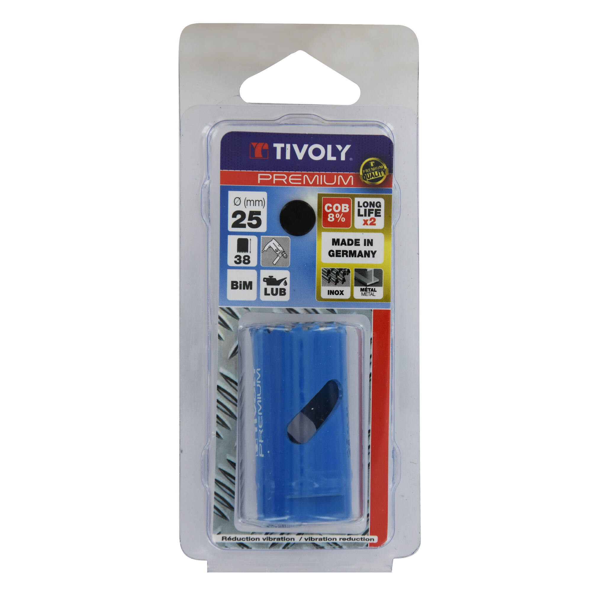 Ø: 25 / Sierra de corona bimetal COBALTO 8 % (Estuche blíster) / H: 38