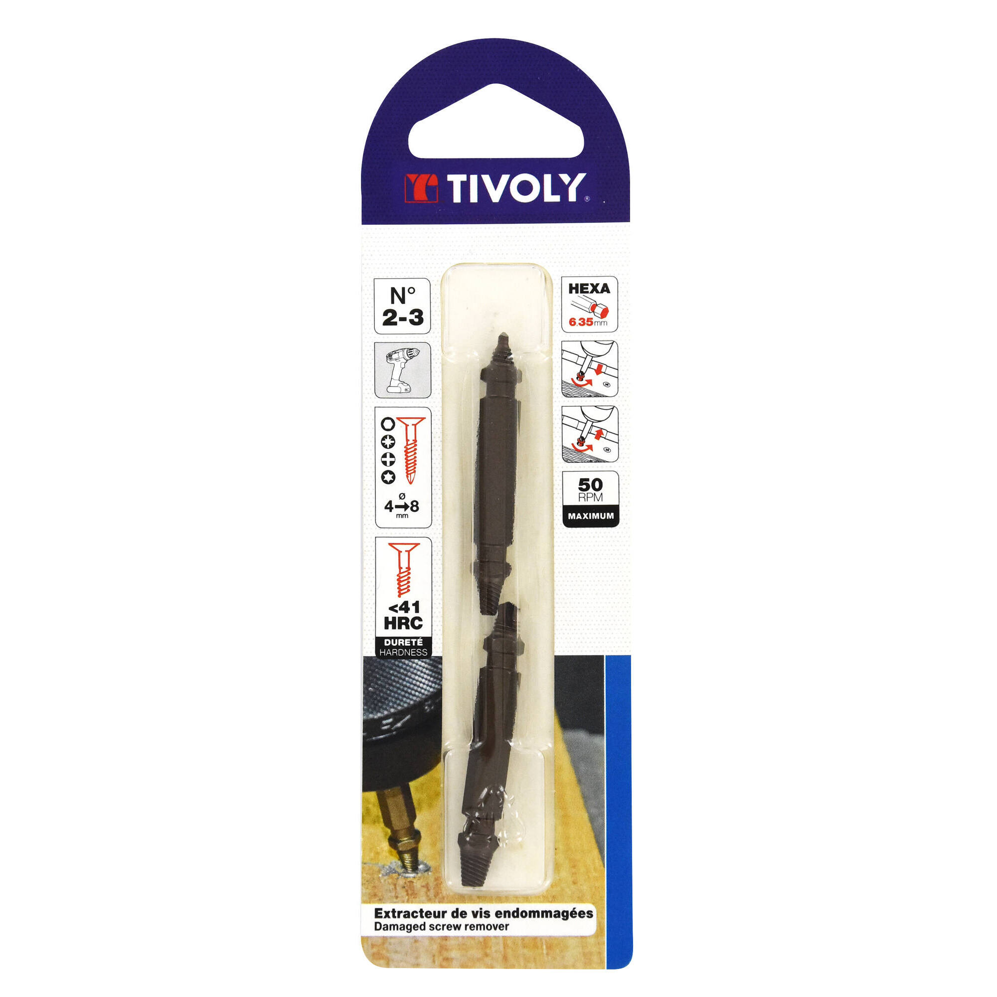 Extractor de tornillos dañados 2 en 1