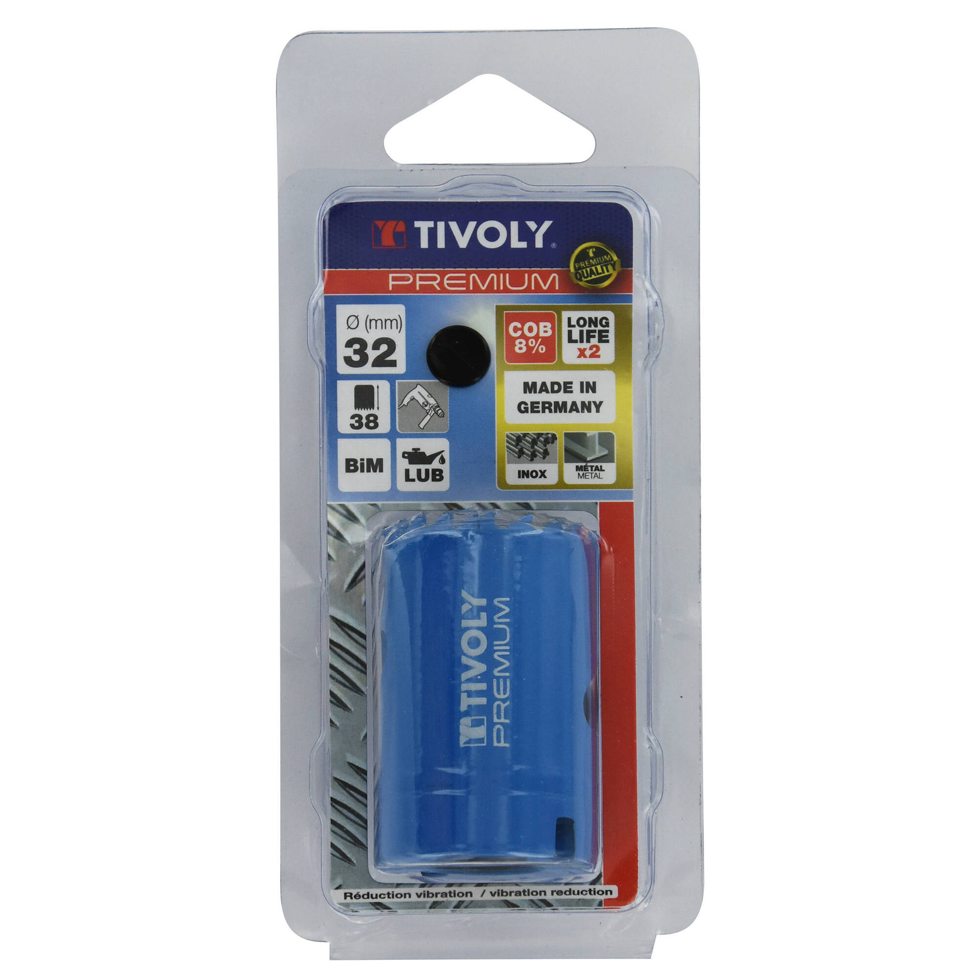 Ø: 32 / Sierra de corona bimetal COBALTO 8 % (Estuche blíster) / H: 38