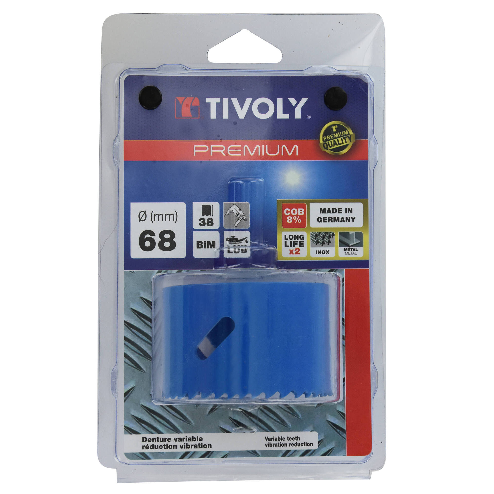 Ø: 68 / Sierra de corona bimetal COBALTO 8 % (Estuche blíster) / H: 38