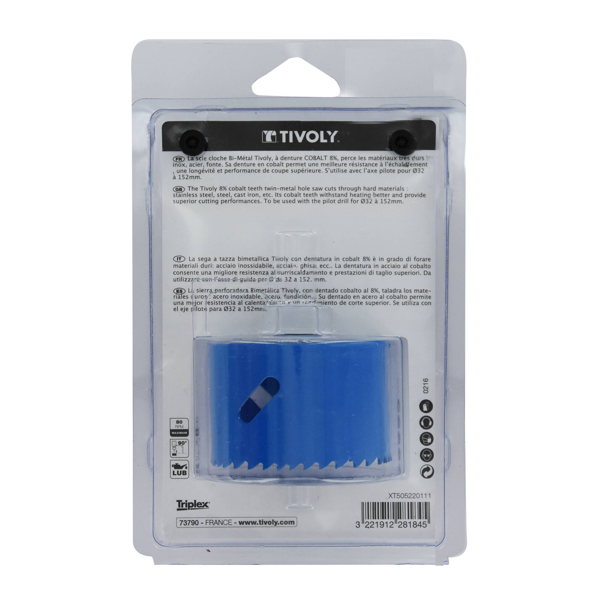 Ø: 65 / Sierra de corona bimetal COBALTO 8 % (Estuche blíster) / H: 38