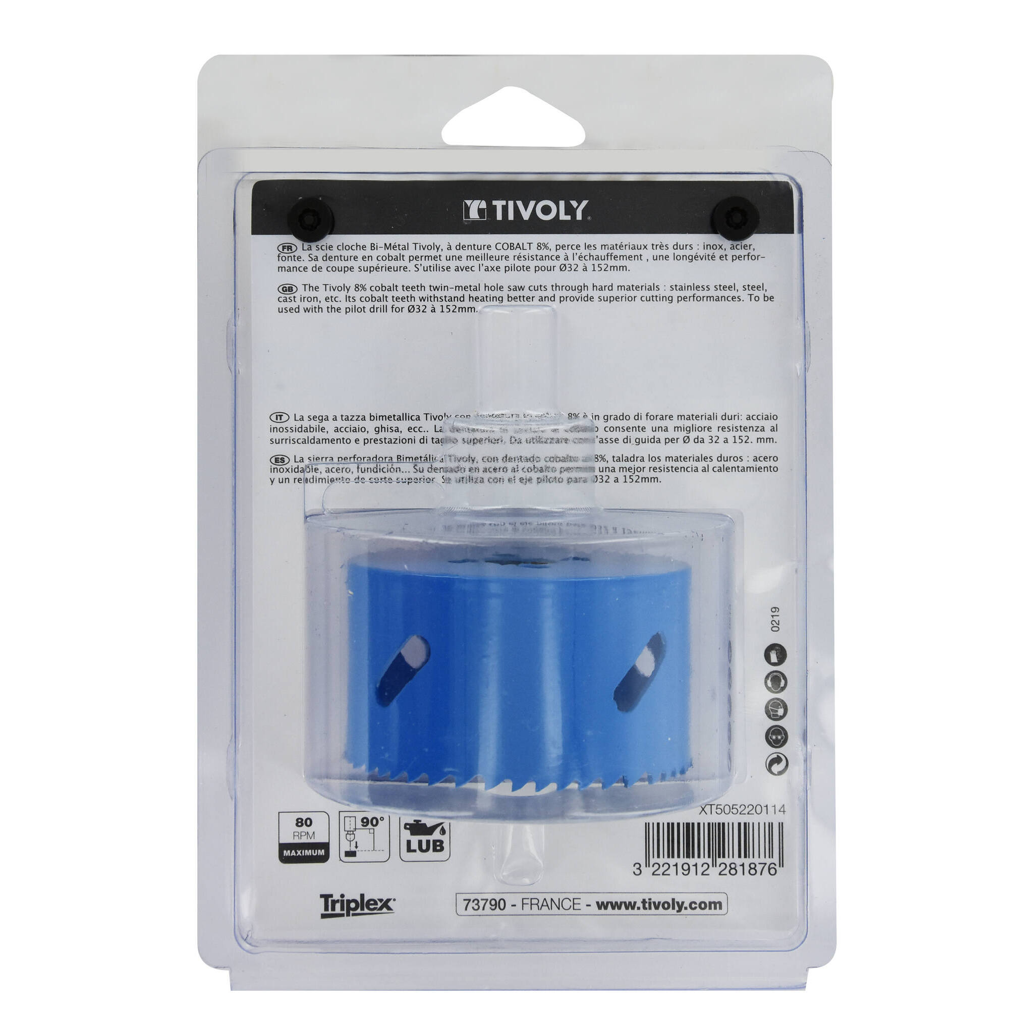 Ø: 76 / Sierra de corona bimetal COBALTO 8 % (Estuche blíster) / H: 38