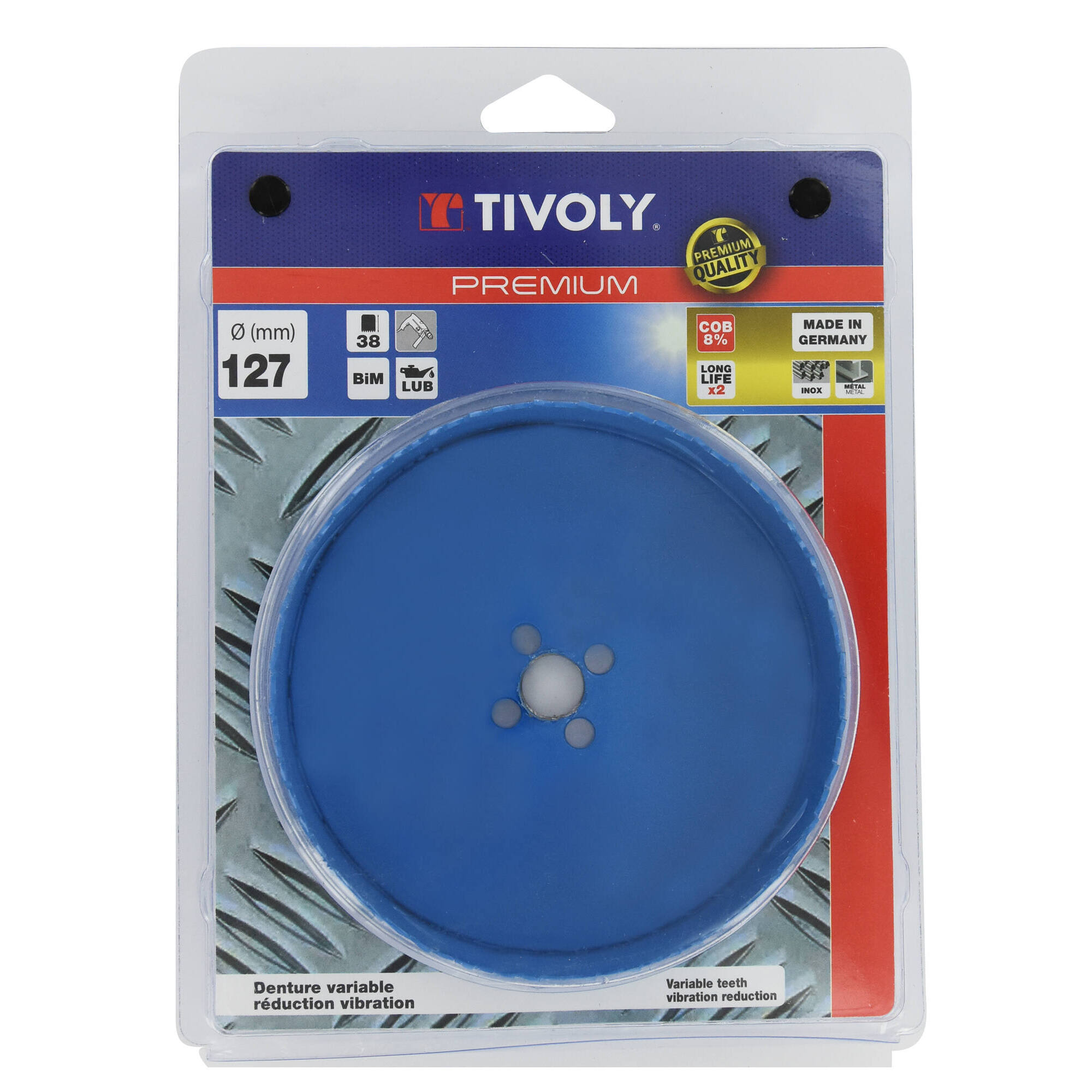 Ø: 127 / Sierra de corona bimetal COBALTO 8 % (Estuche blíster) / H: 38