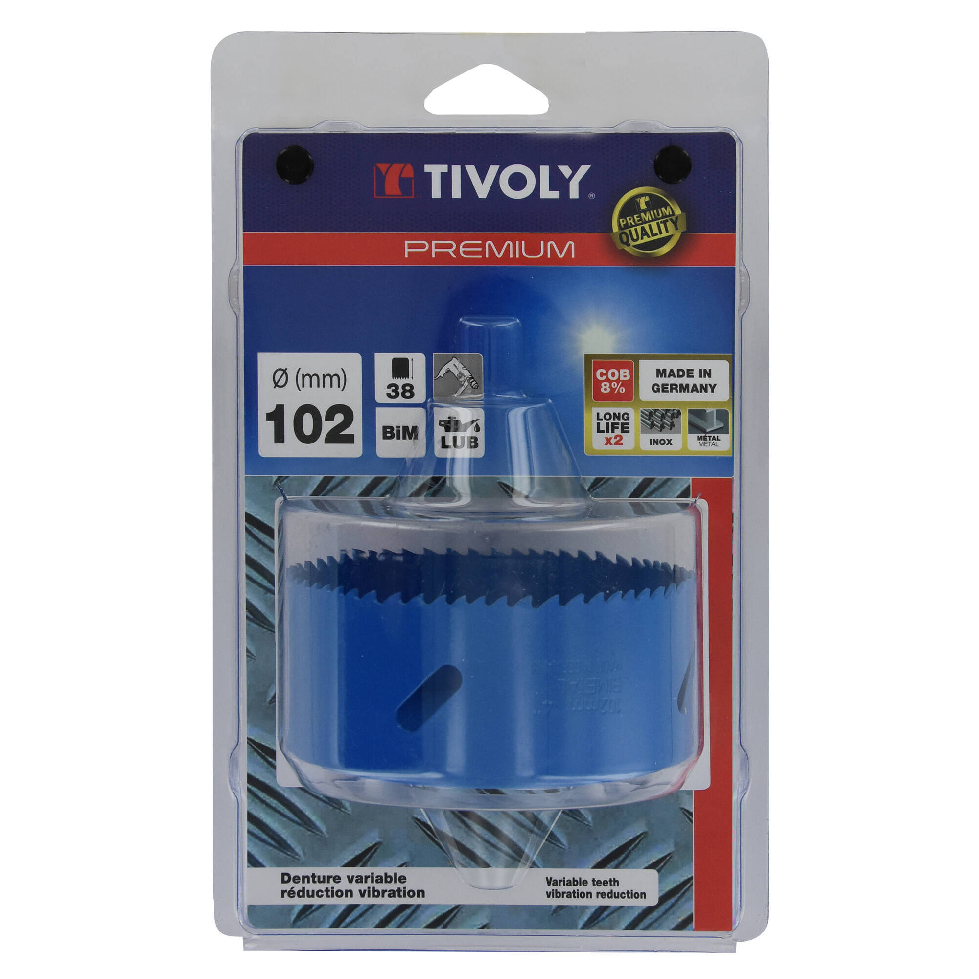 Ø: 102 / Sierra de corona bimetal COBALTO 8 % (Estuche blíster) / H: 38