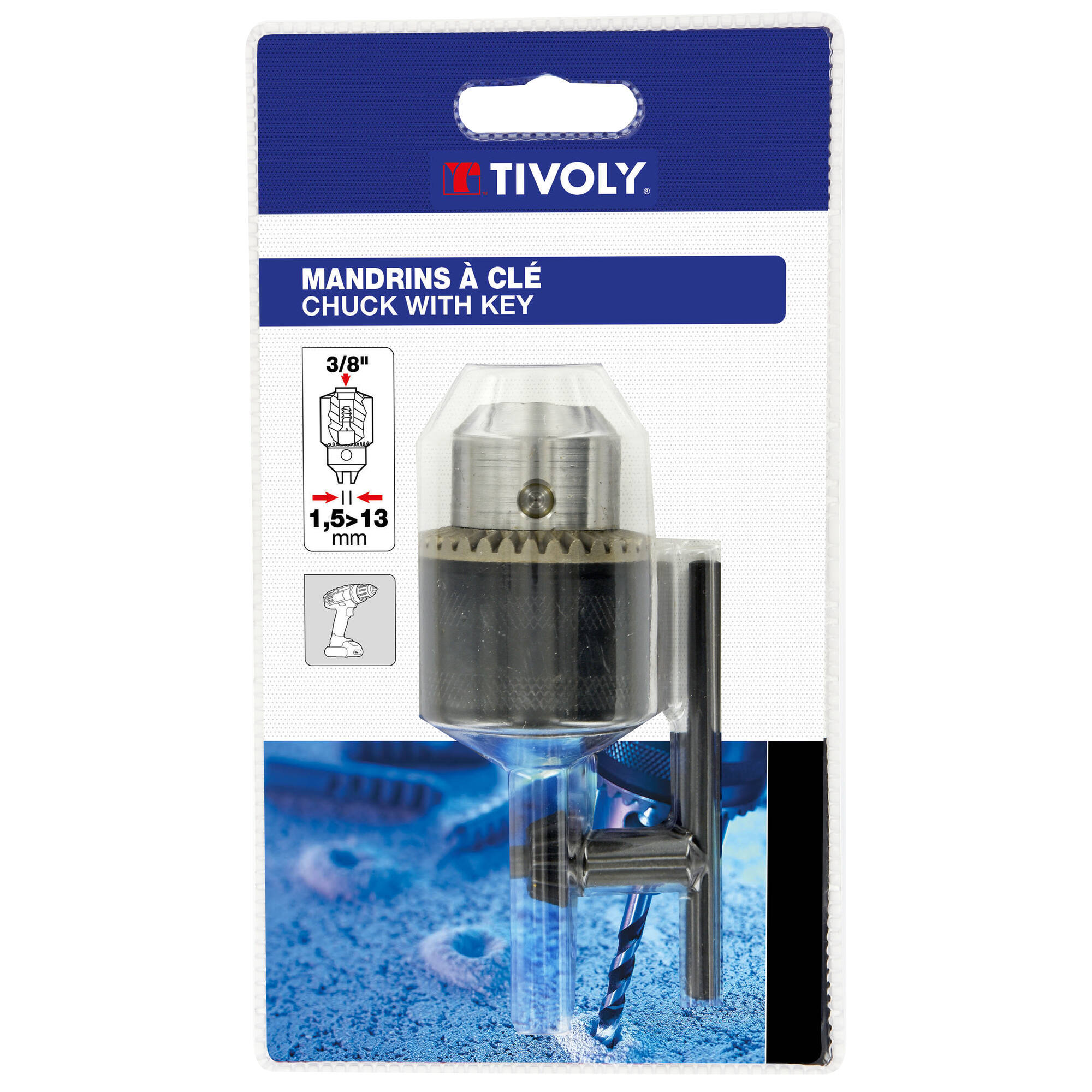 Portabrocas con llave Ø1,5>13mm