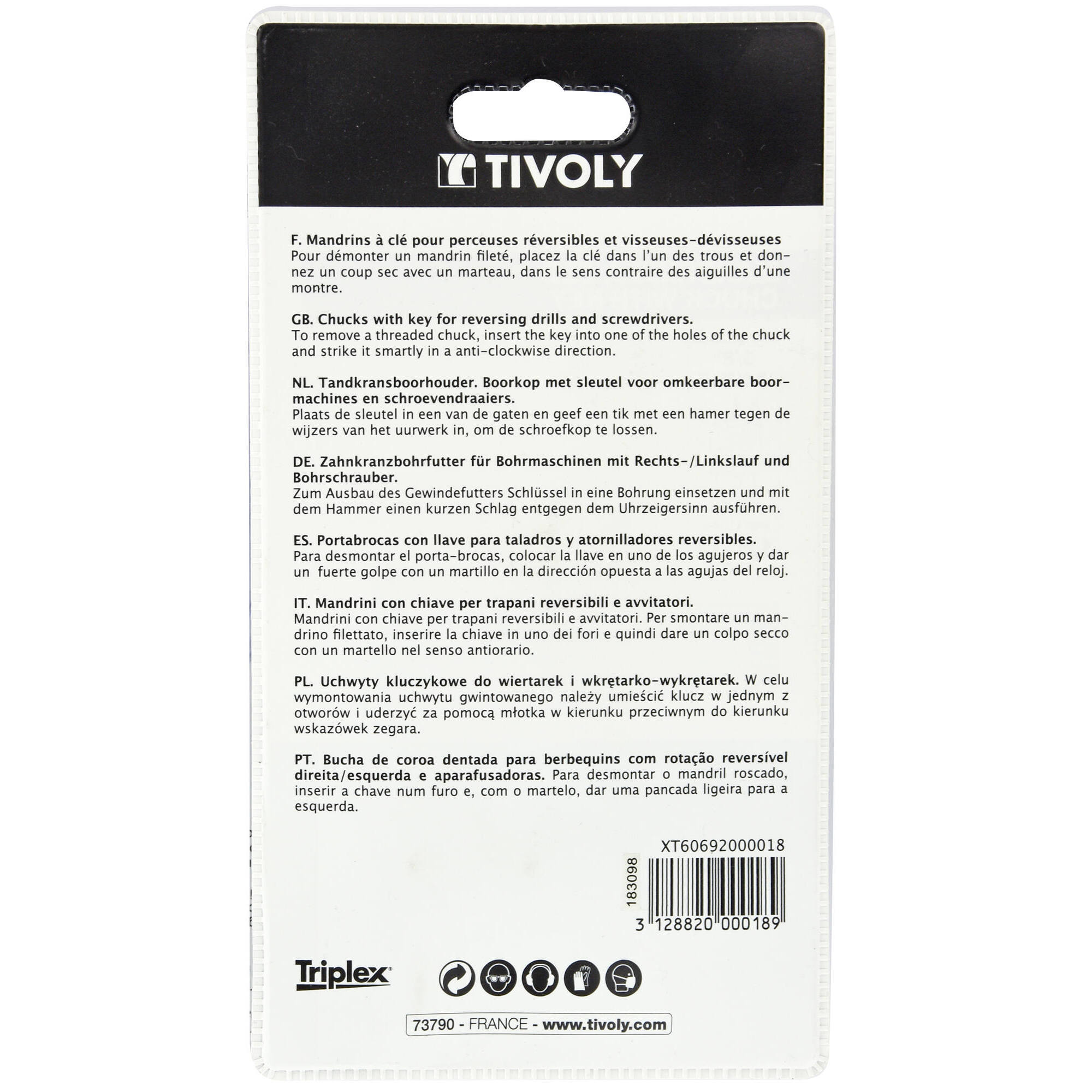 Portabrocas con llave Ø1,5>13mm