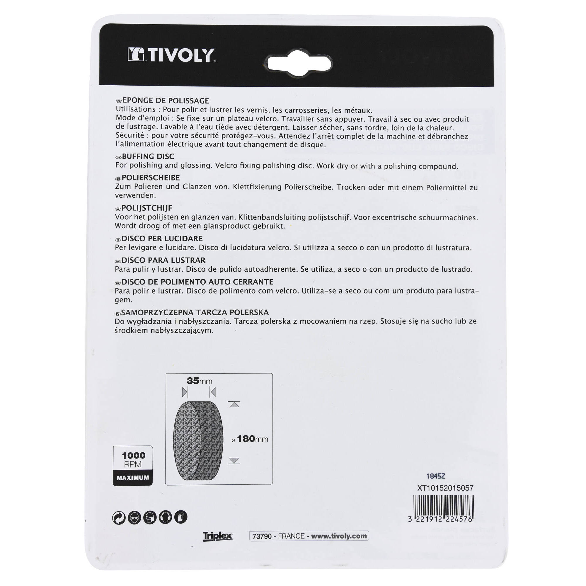 Esponja de pulido autoadherente Ø 180 x35mm