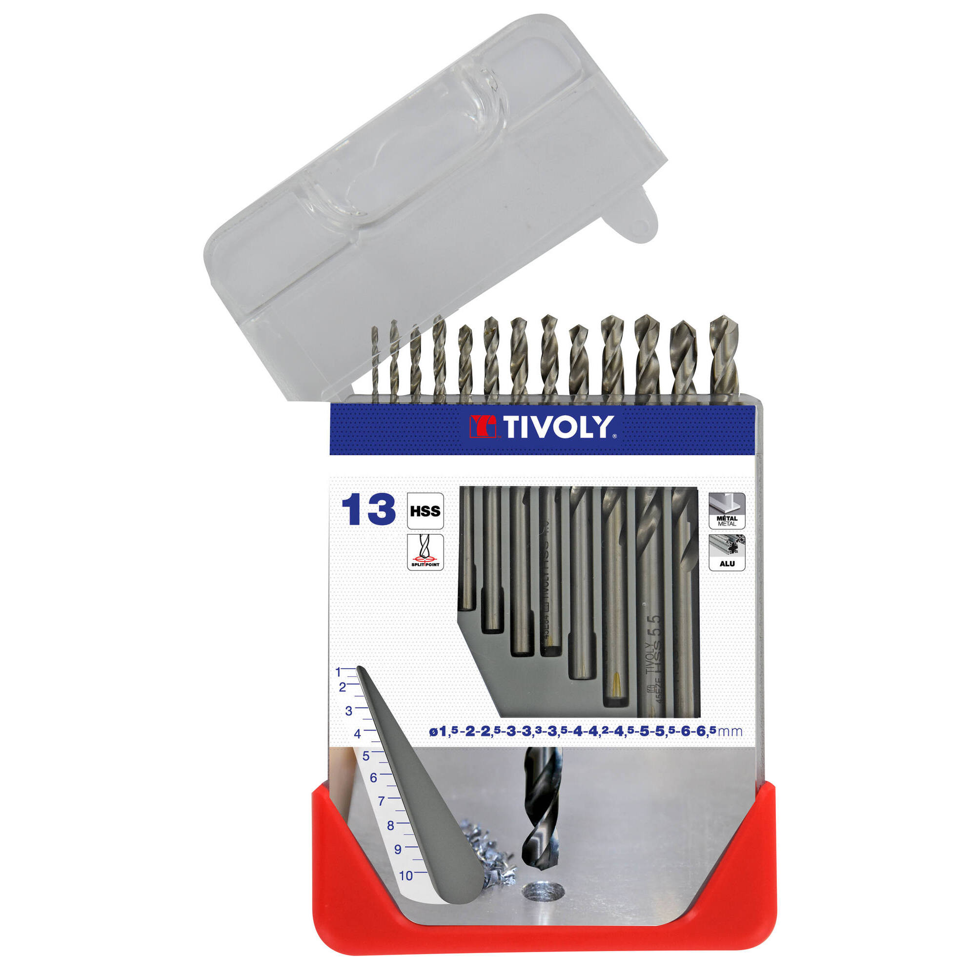 11437770003 - 13 brocas para metal HSS rectificadas - punta en cruz Ø 1,5 a 6,5 mm