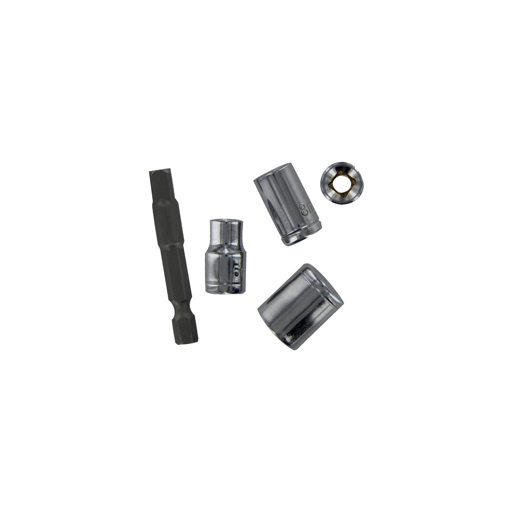 11501420001 - 5 piezas -4 llaves de vaso Ø 6 a 13 mm + 1 porta- vasos hexagonal 6,35 mm > 1/4