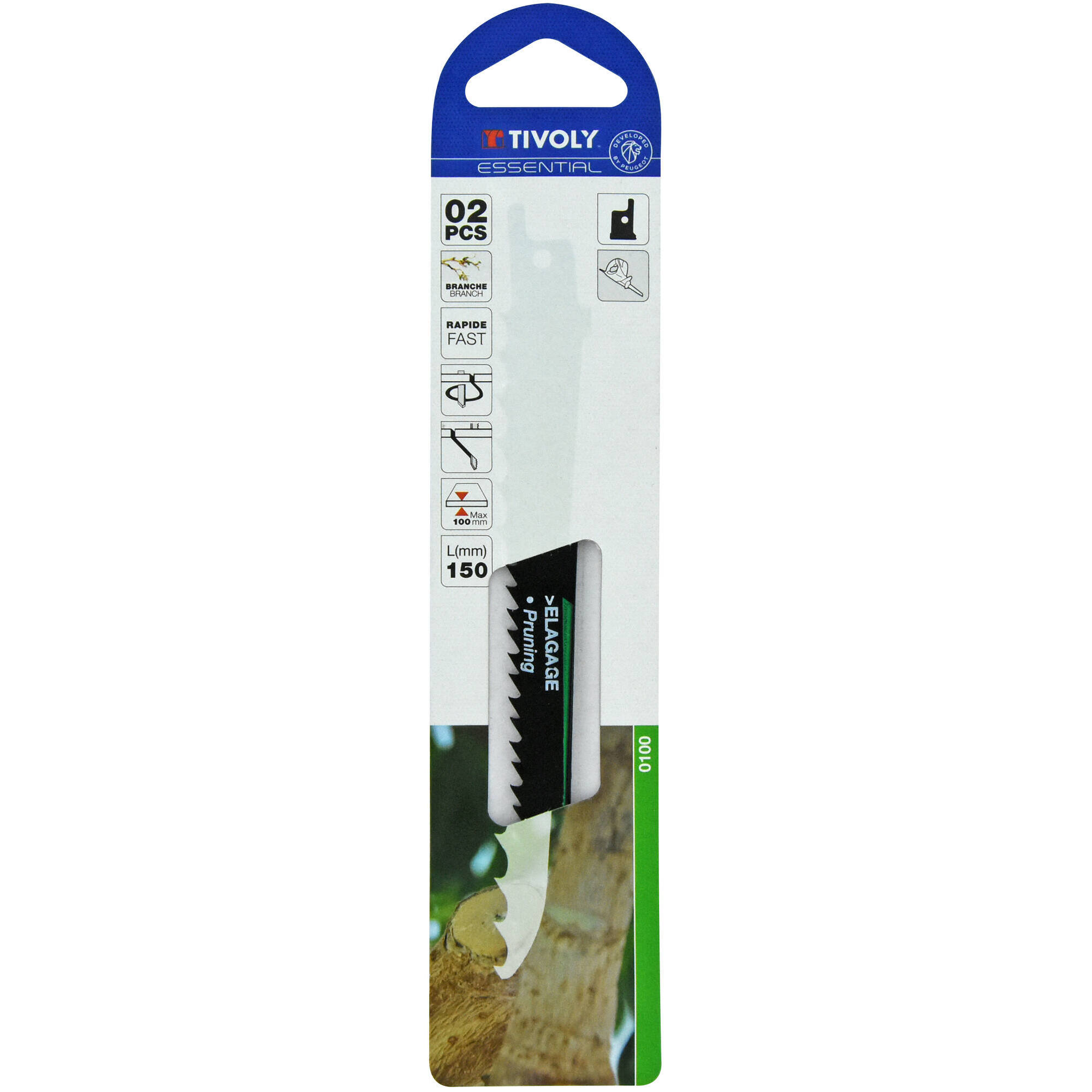 Hoja de sierra de sable -Para poda -Enganche universal (Funda cartón) / L: 150 / H: 130 / Corte curvo y recto