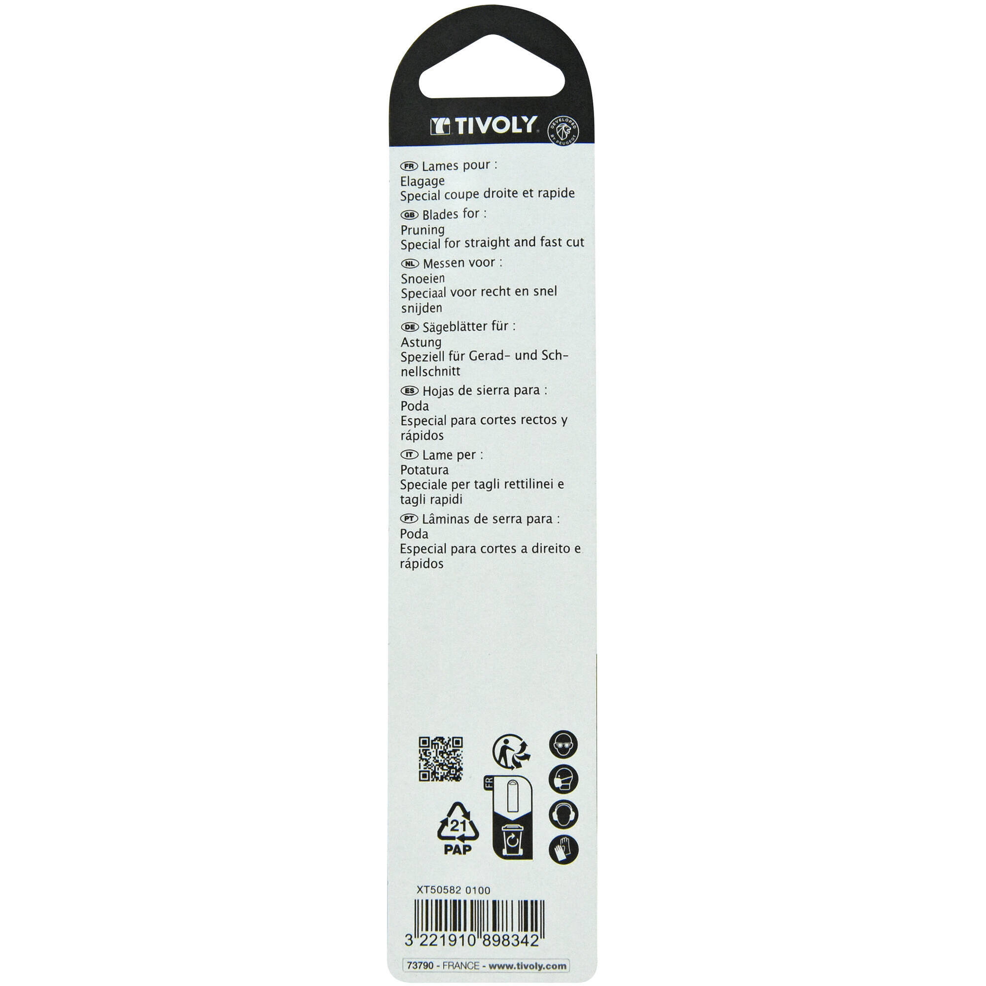 Hoja de sierra de sable -Para poda -Enganche universal (Funda cartón) / L: 150 / H: 130 / Corte curvo y recto