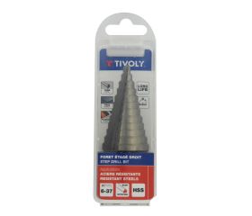 Broca ESCALONADA HSS | Norma Tivoly | Canal recto | Afilado SPLIT POINT (Caja colgante) / ØMin/Max : 4/30