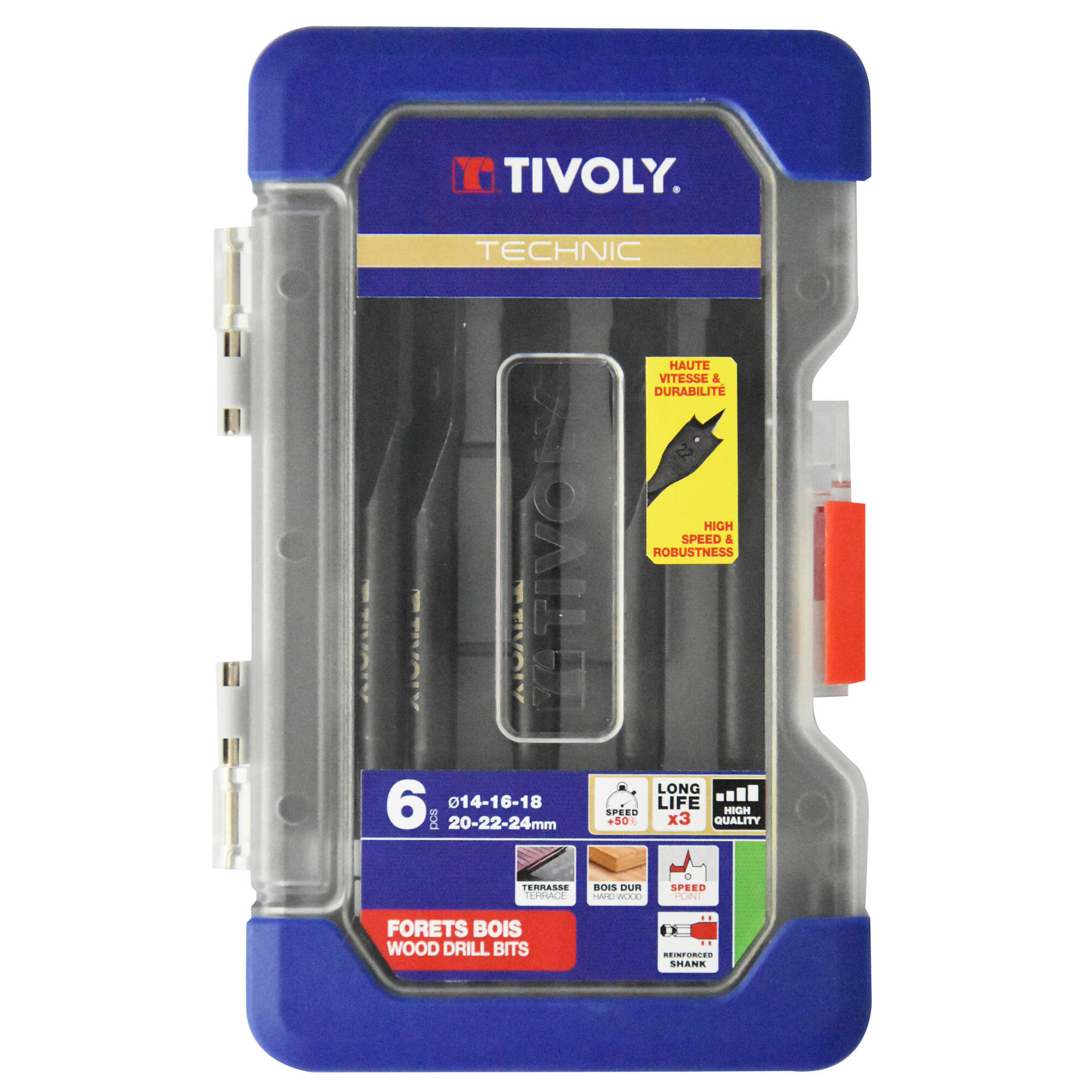 1080257 - Broca plana para madera -Mango hexagonal -Cuerpo reforzado