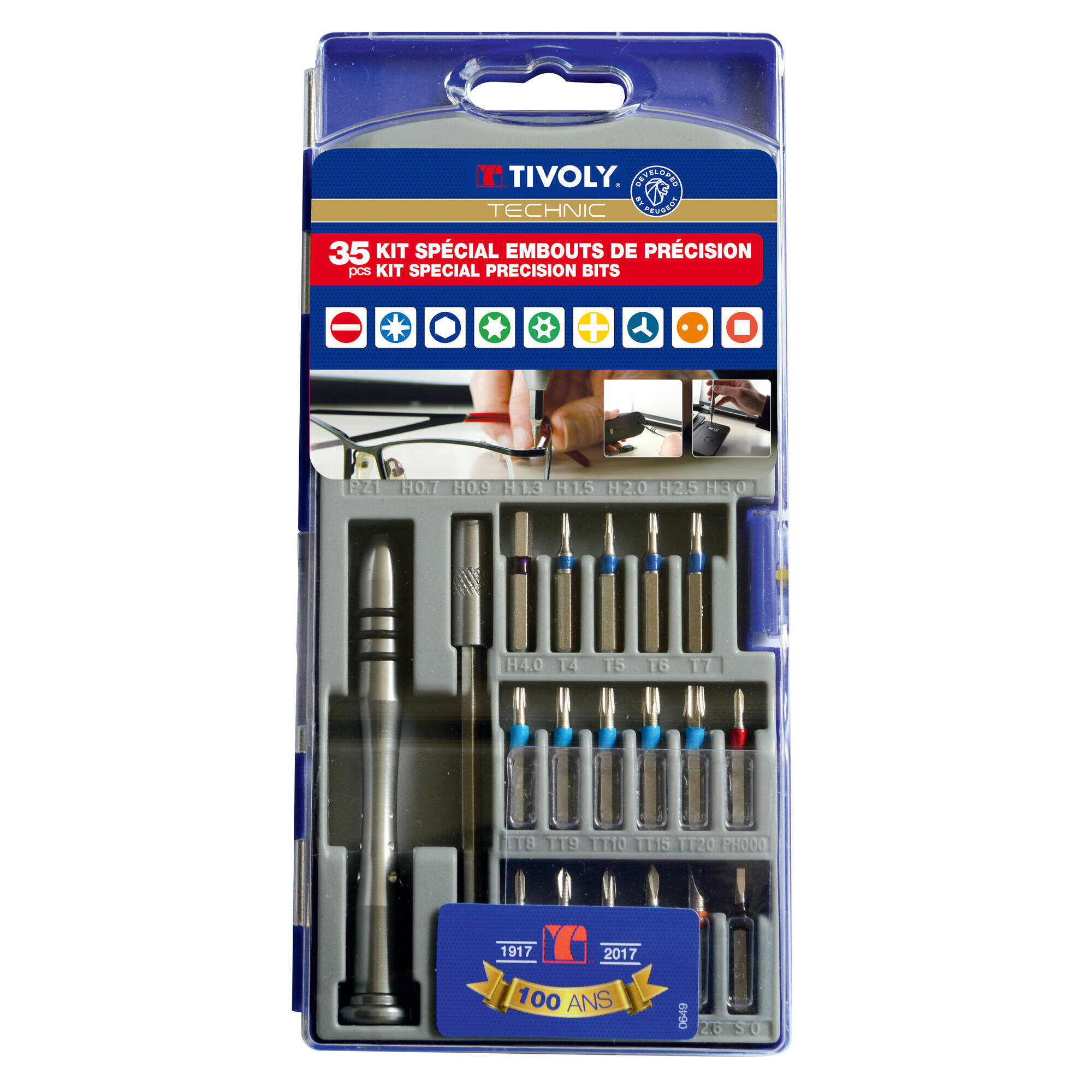 11501570026 - 35 piezas - 33 puntas de precisión + 1 portapuntas magnético + 1 destornillador