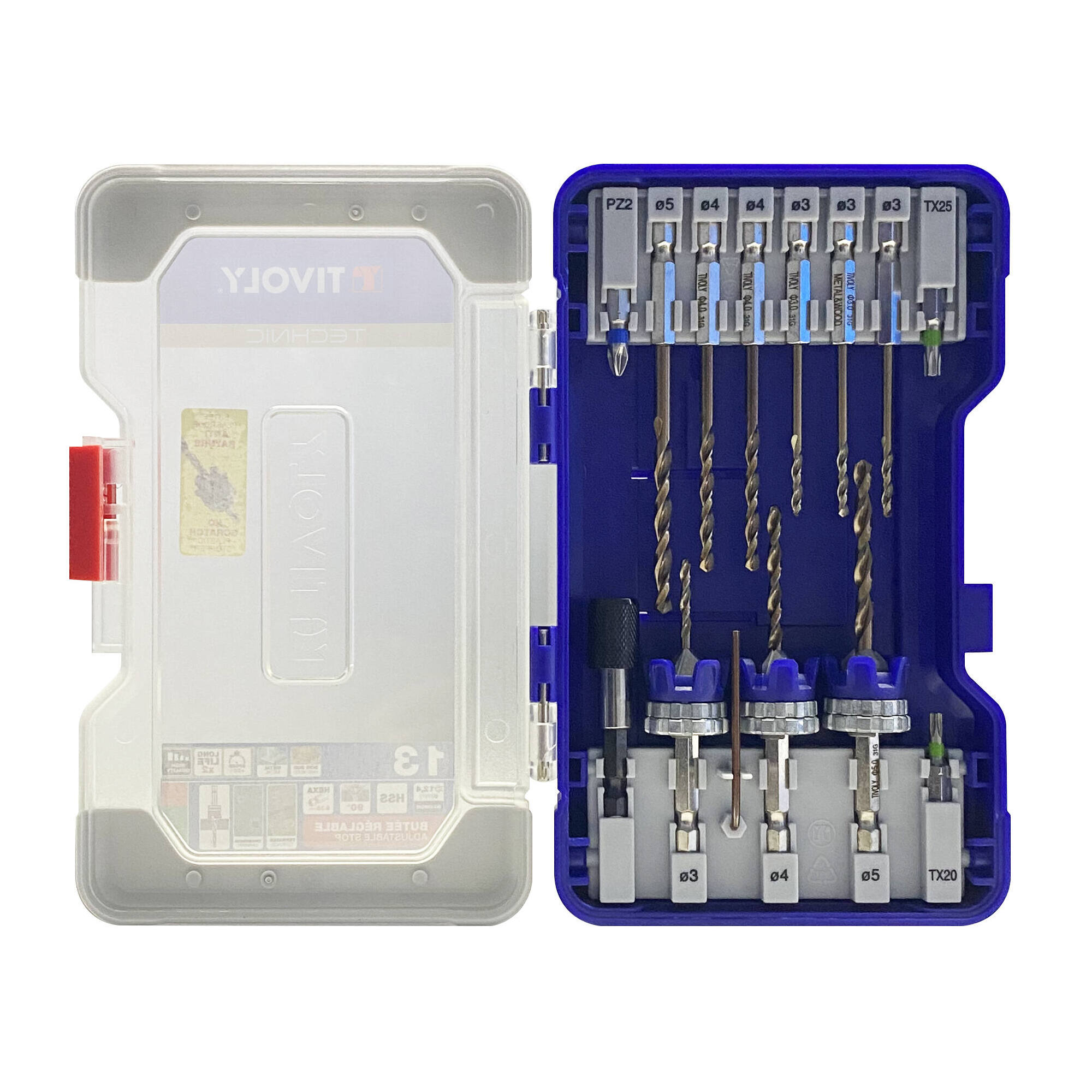 13 piezas-3 kits broca y fresa para madera y metal HSS 2 en 1 + 6 brocas HSS + 3 puntas de acero inoxidable + accesorios