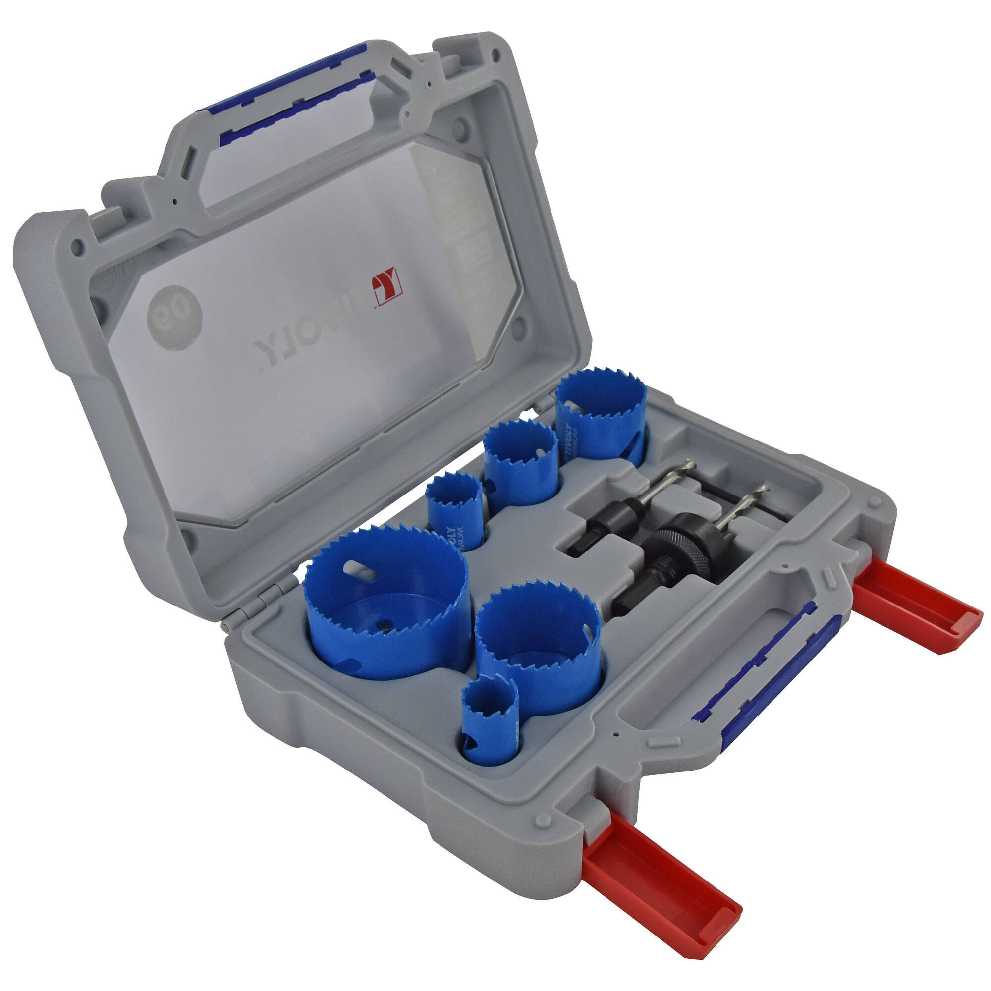 9 piezas -6 sierras corona bimetal cobalto 8% Ø 22 a 68 mm + 2 pilotos + 1 llave Allen