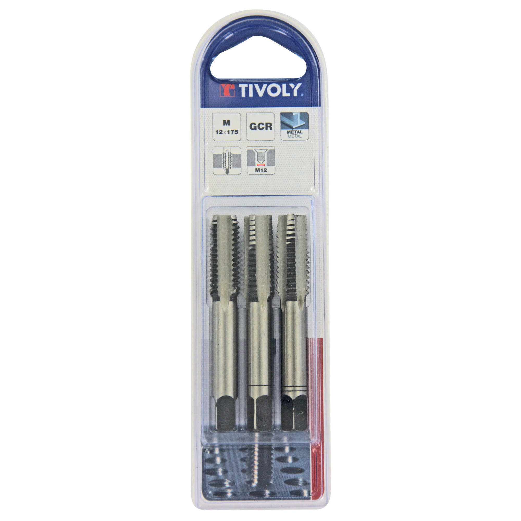 Juego de 3 machos de roscar a mano -M -Acero al cromo (Blíster) / Ø: 12 X 1.75