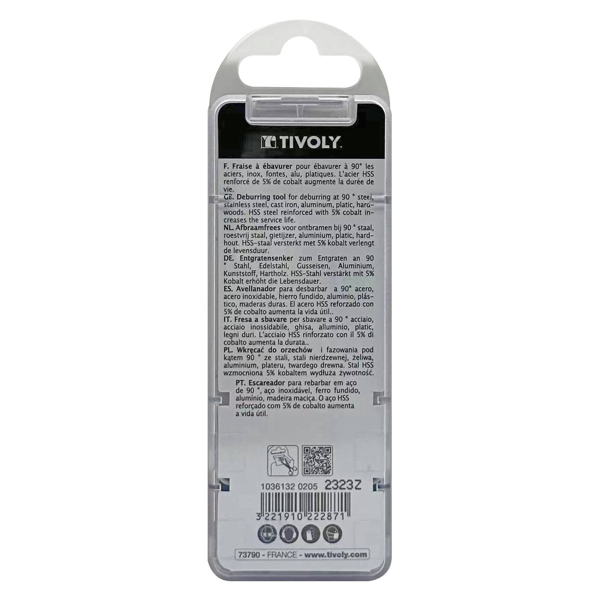 Avellanador con agujero HSSE5% cobalto a 90º Mango cilíndrico (Caja colgante) / Ø: 2-5 / L: 45