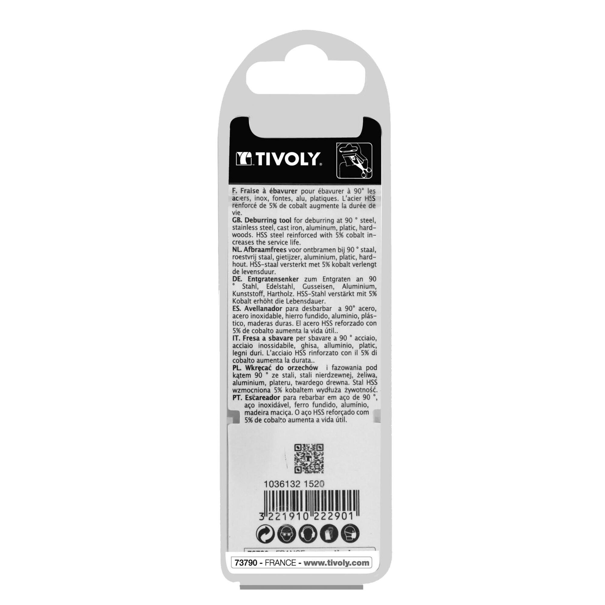 Avellanador con agujero HSSE5% cobalto a 90º Mango cilíndrico (Caja colgante) / Ø: 15-20 / L: 85