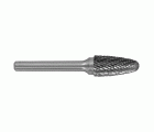 Fresa rotativa metal duro. Punta Ojiva con radio. Dentado normal. Forma D (Caja colgante) # / Ø: 12 / d2: 6 / L: 70
