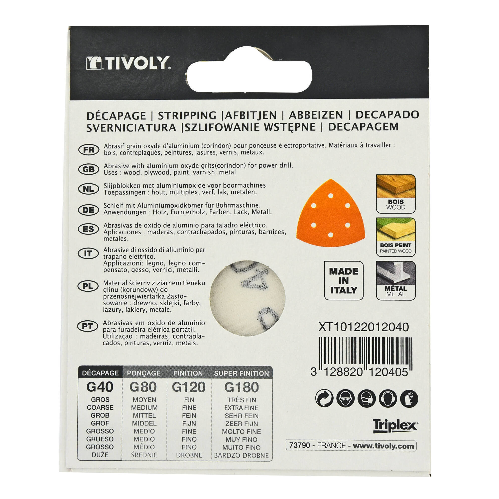 Hoja de lija AUTOADHESIVA -95x95x95 mm - Para lijadora Delta (Funda cartón) / Dim 95x95x95 / Gr : 40