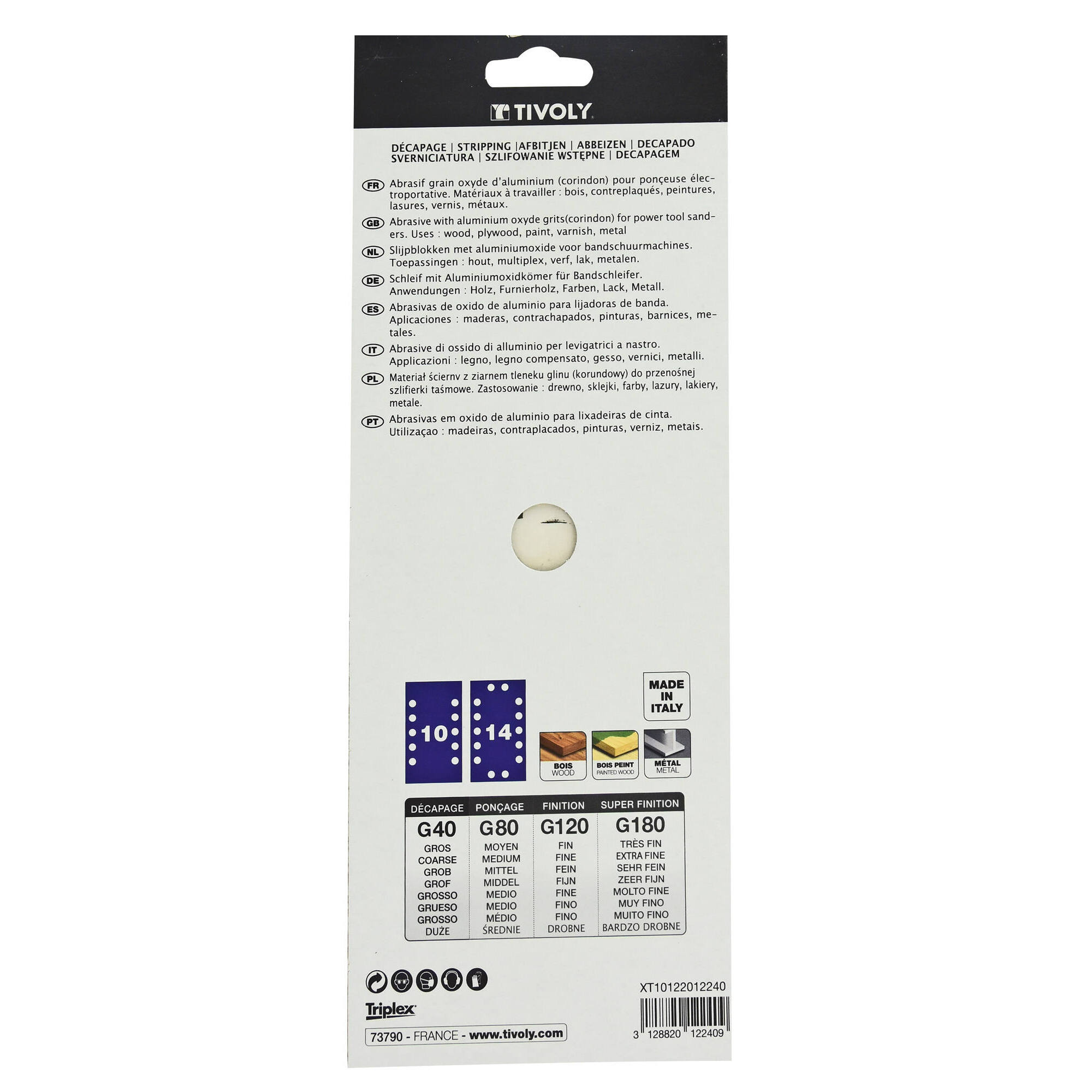 Hoja de lija PERFORADA -115x280 mm - Para lijadora orbital (Funda cartón) / Dim 115x280 / Gr : 40